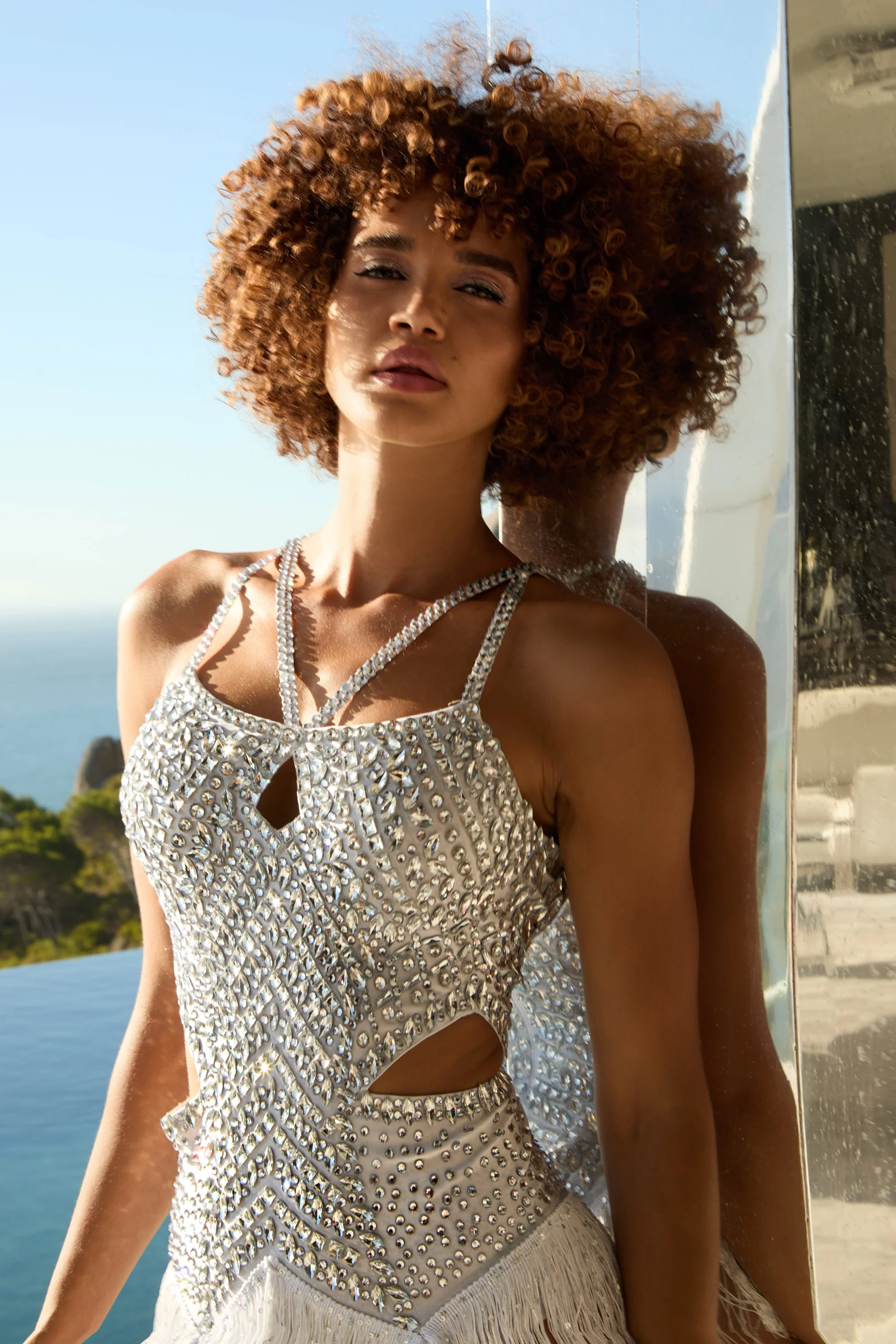 Alva rhinestone bodysuit white - Image 3