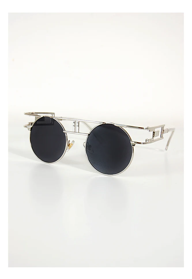 Burner round sunglasses black silver