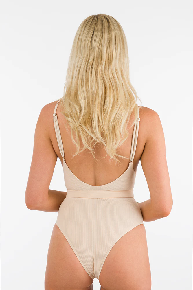 Cami ribbed belted swimsuit beige - Image 6