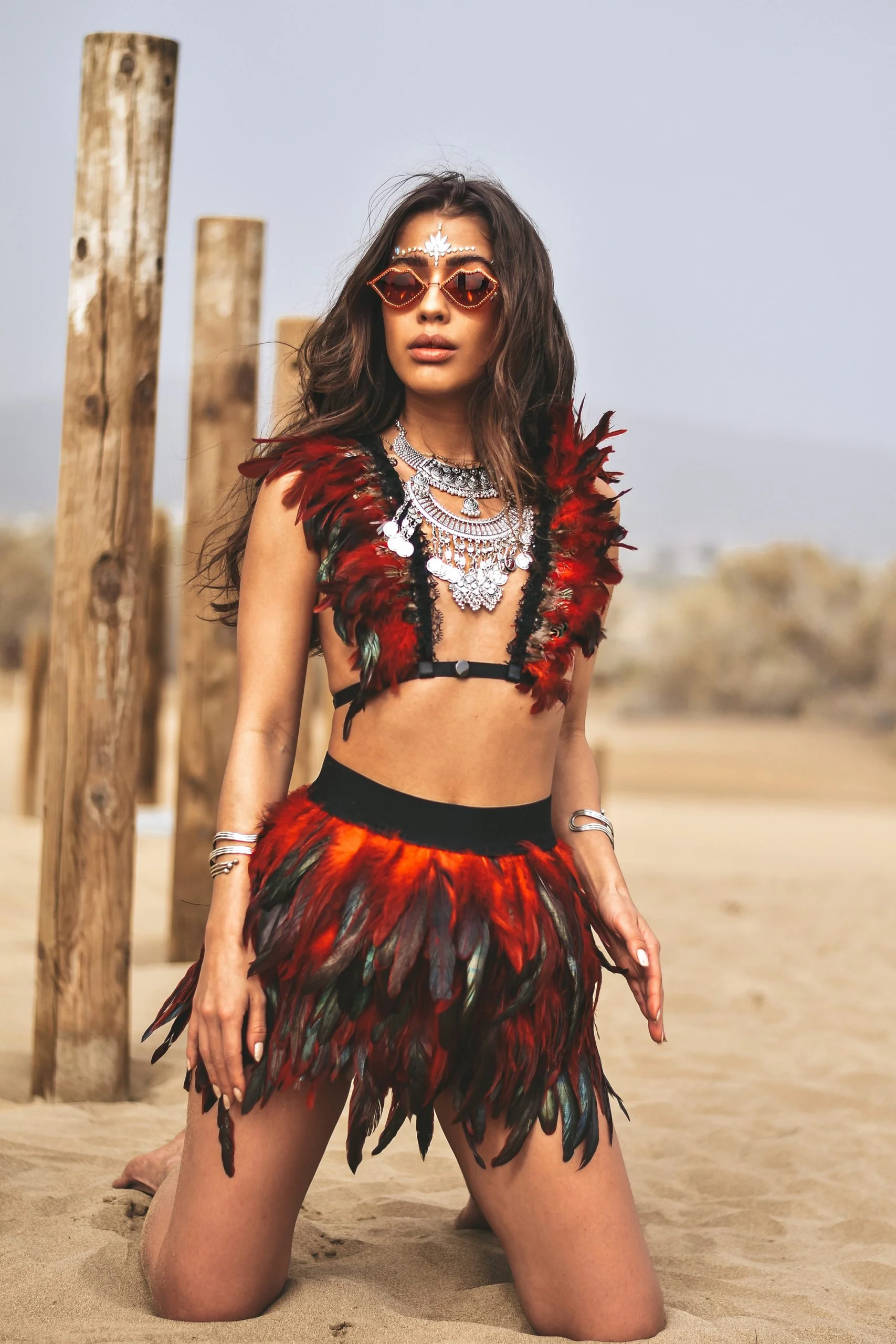 Desert feather set red black - Image 12