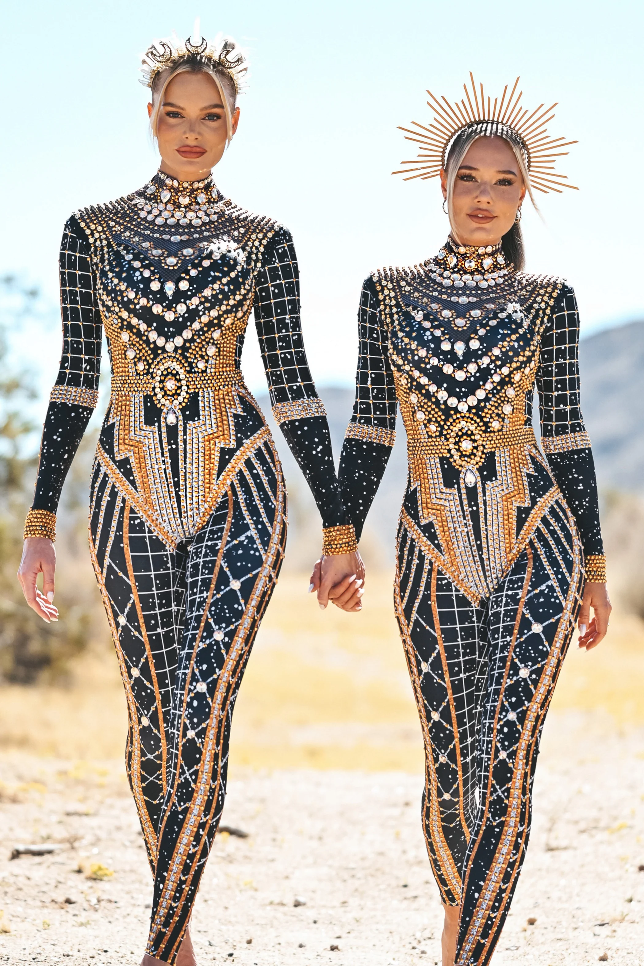 Dominique luxury rhinestone jumpsuit gold - Image 10
