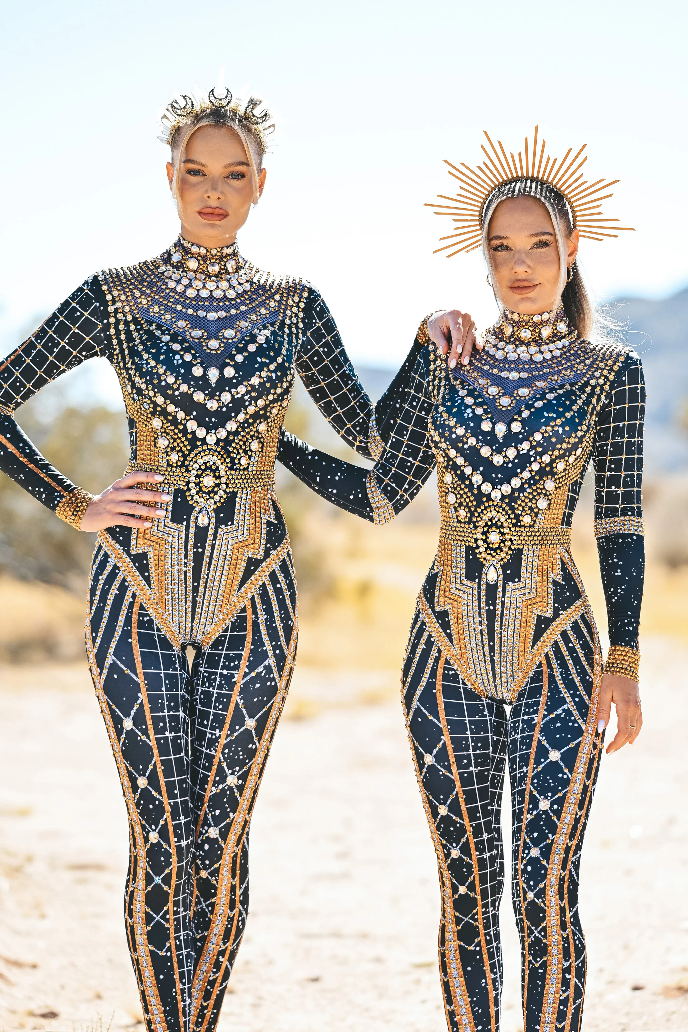Dominique luxury rhinestone jumpsuit gold - Image 3