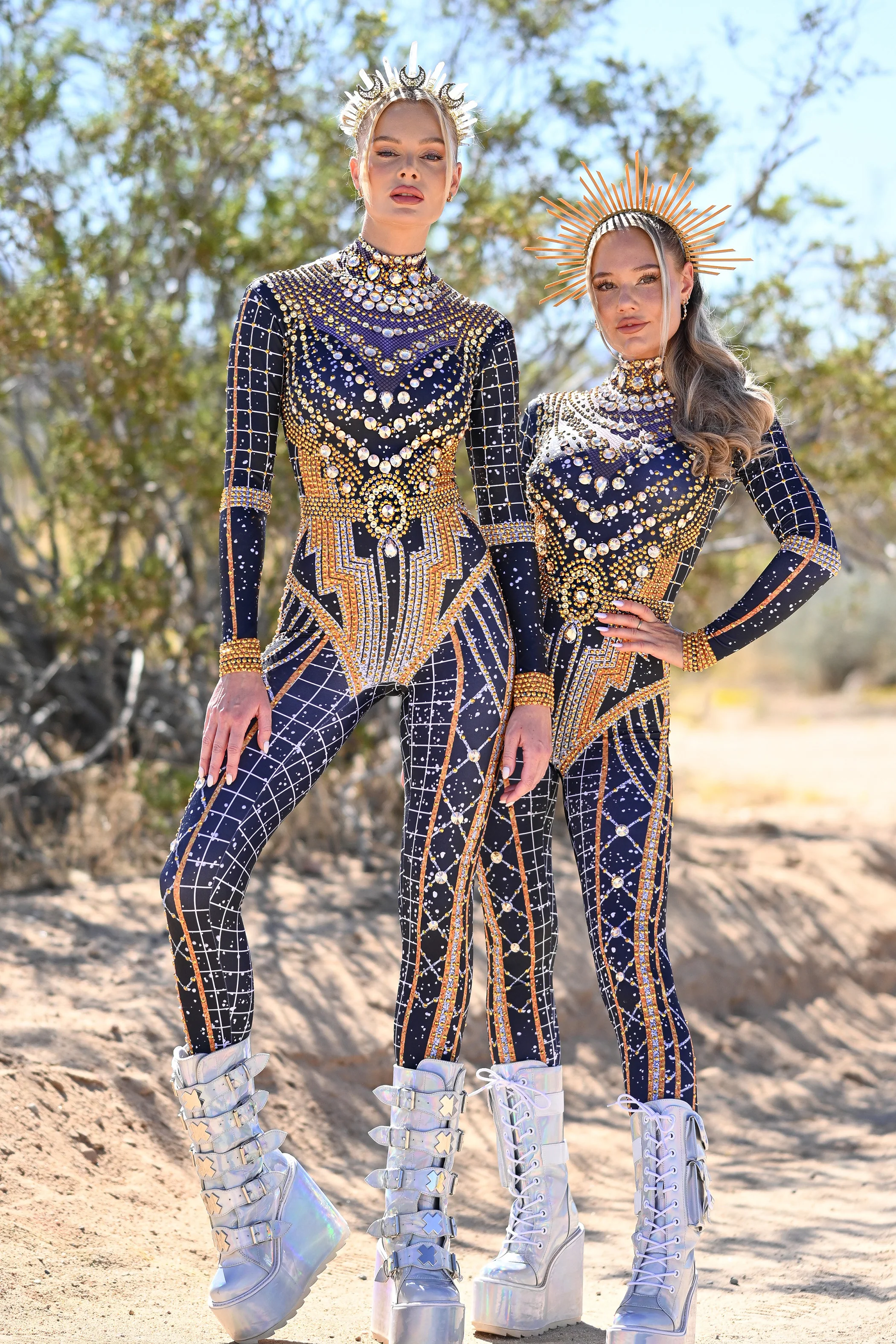 Dominique luxury rhinestone jumpsuit gold - Image 7