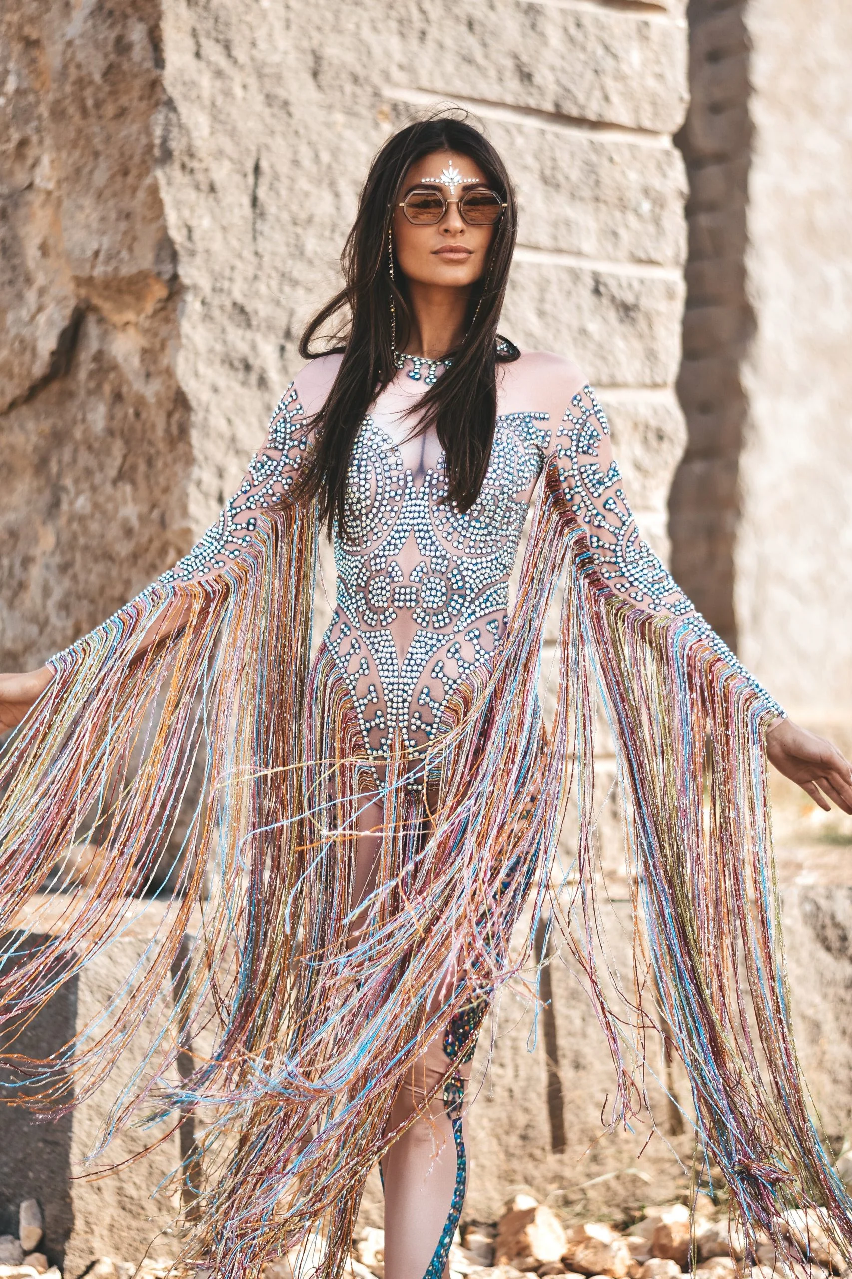 Felizia crystal jumpsuit fringes - Image 3