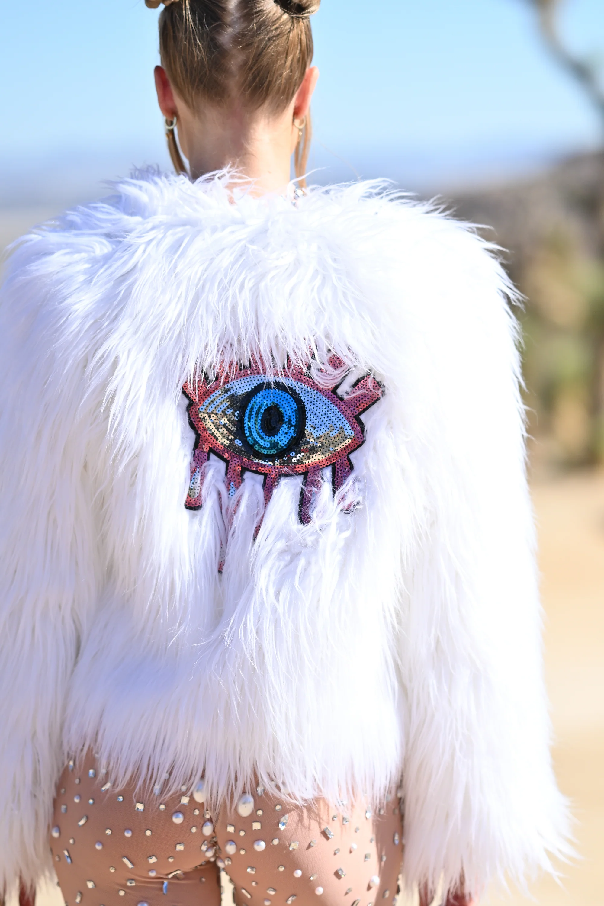 Freya faux fur jacket short white - Image 5