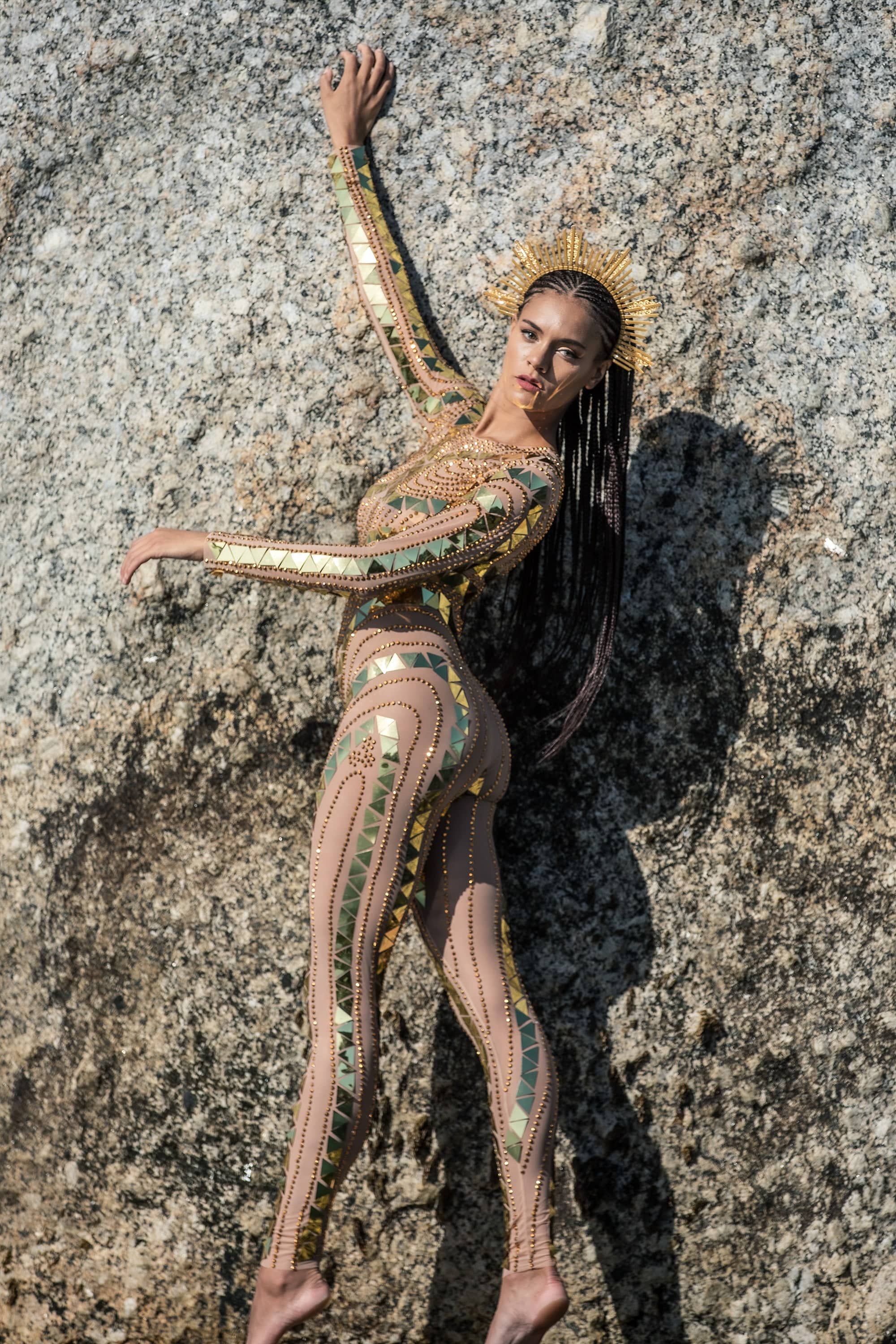 GIA futuristic mirror jumpsuit golden - Image 9
