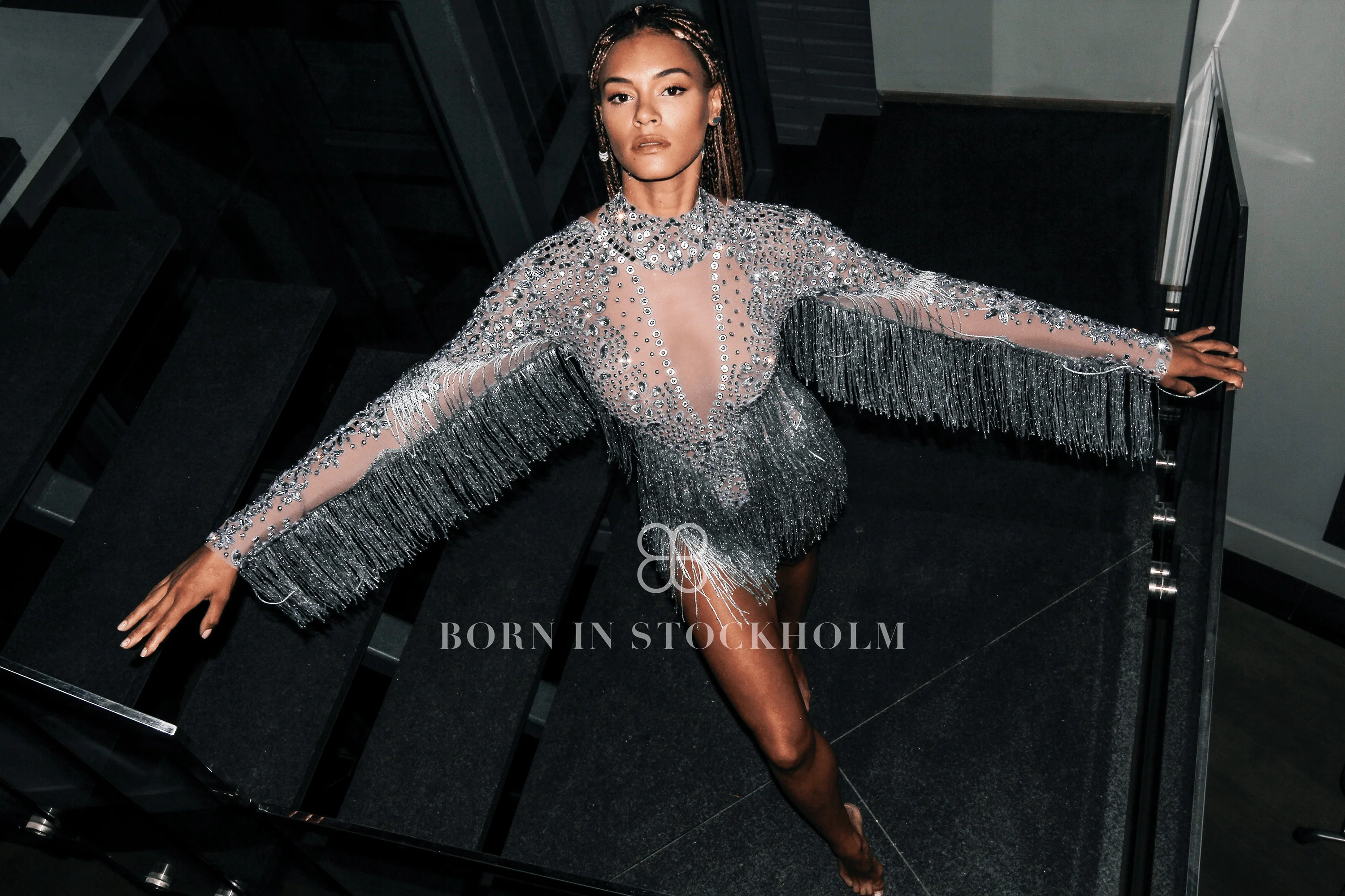 Lesedi rhinestone fringe bodysuit - Image 9