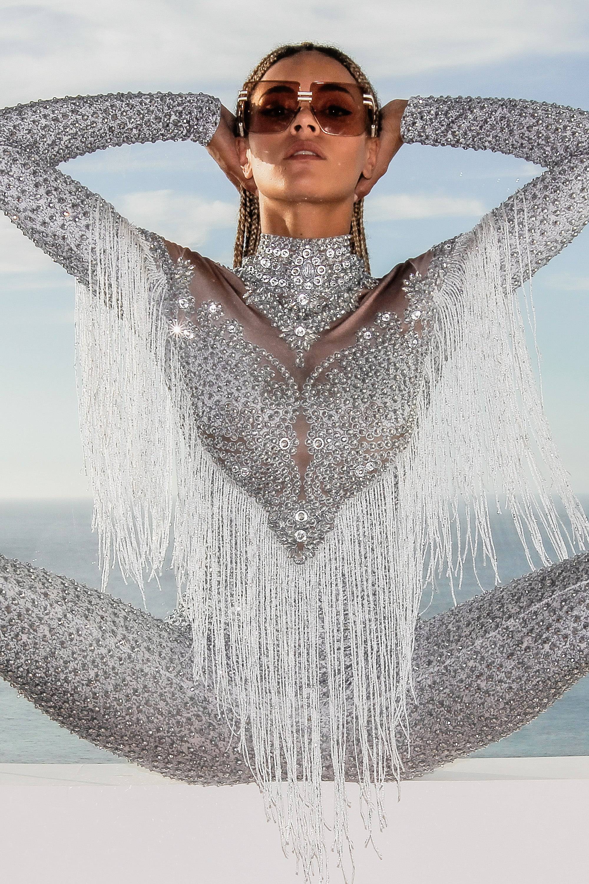 Luna rhinestone fringe jumpsuit - Image 8