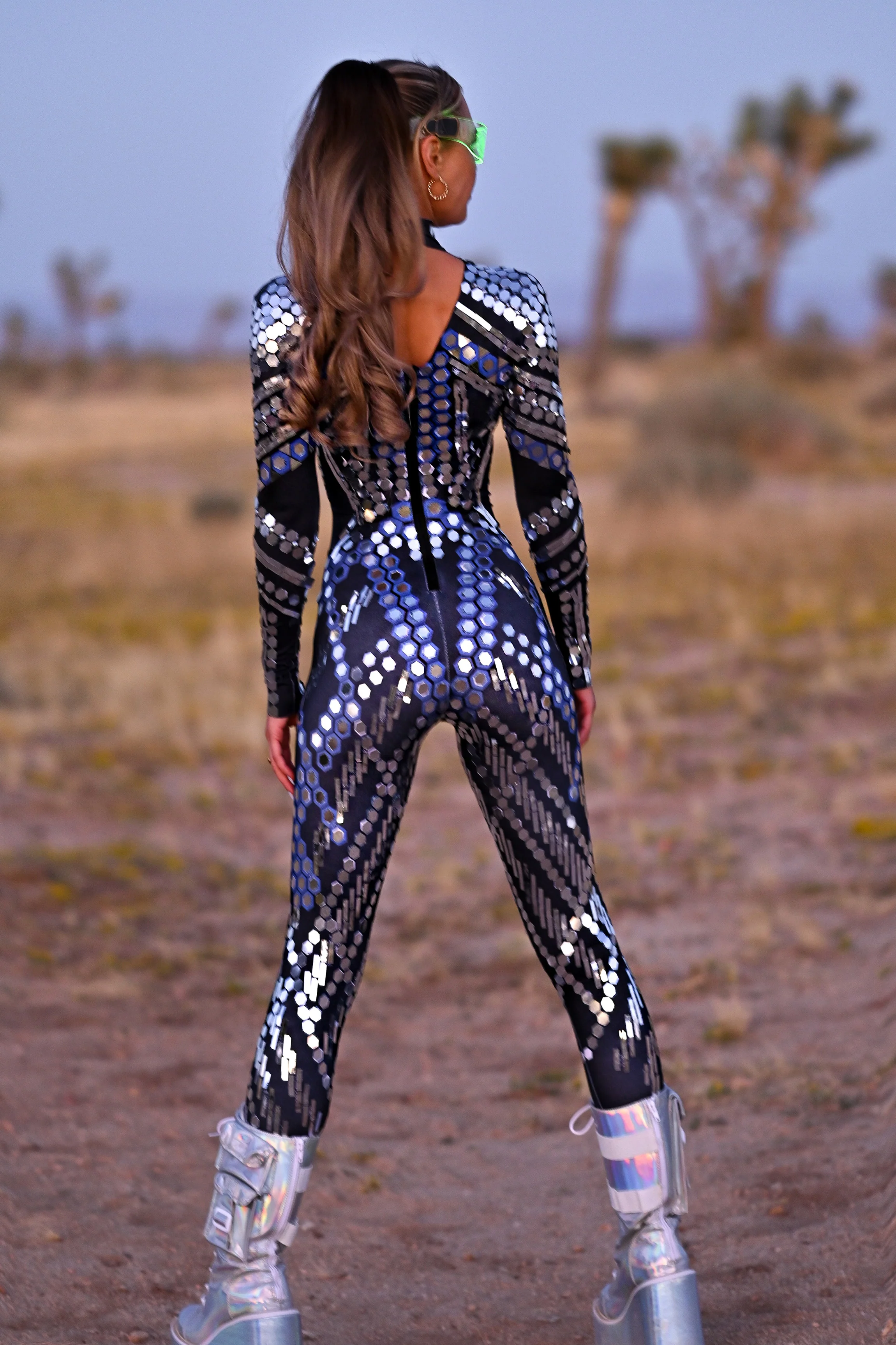 Marie mirror sequin jumpsuit black - Image 11