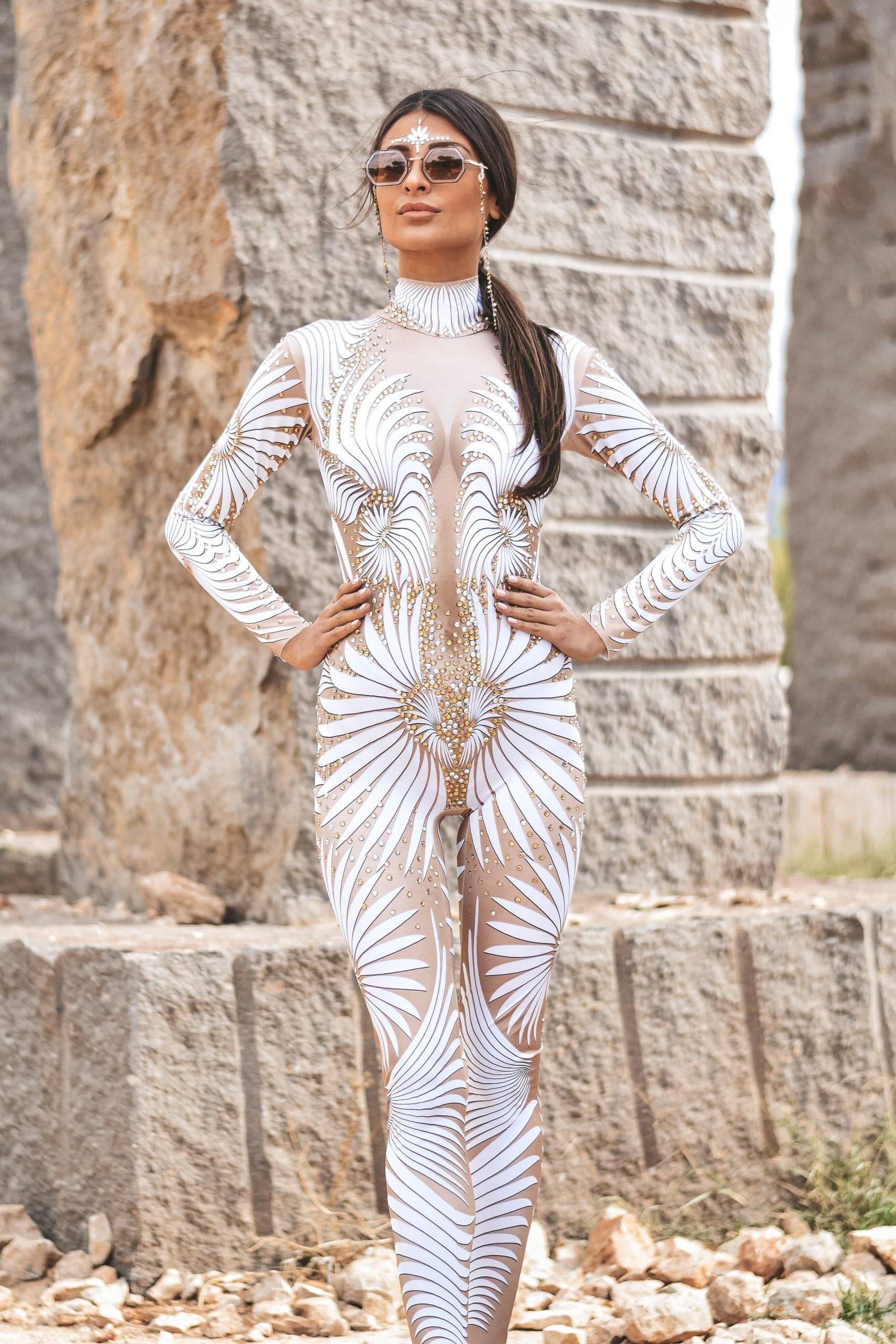 Marion rhinestone jumpsuit catsuit - Image 3