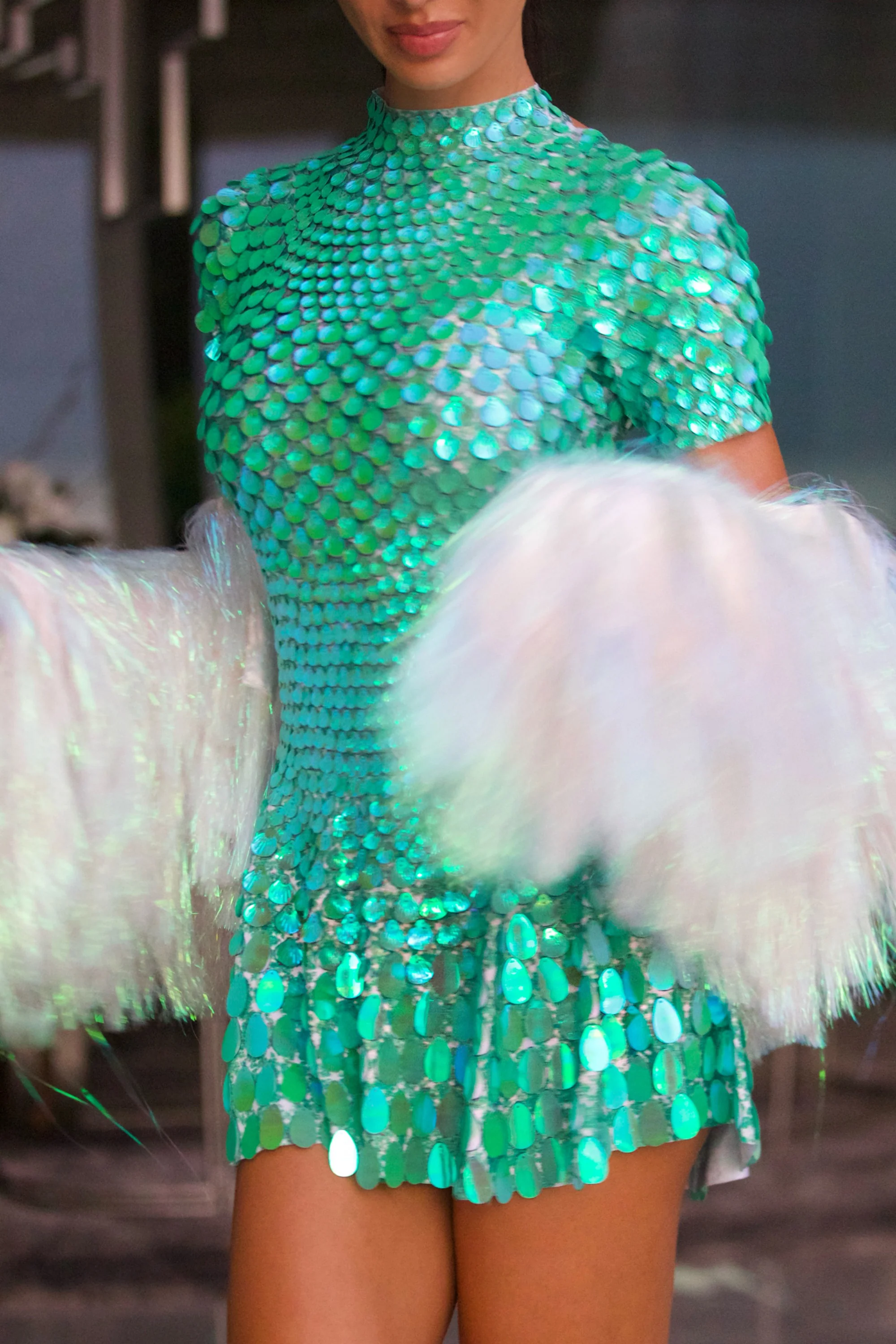 Melanie Metallic Party Dress Green - Image 17