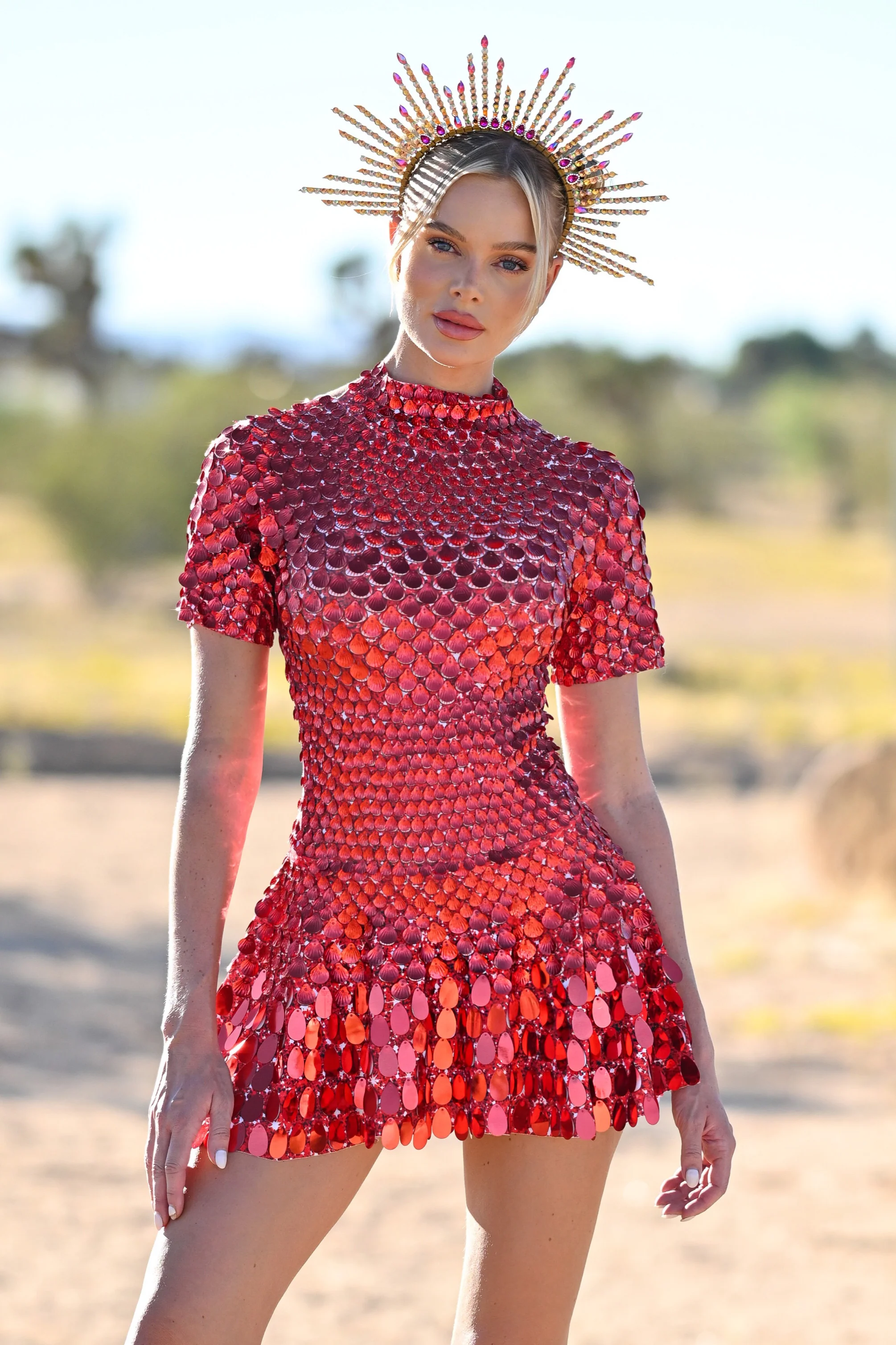 Melanie metallic party dress red - Image 2