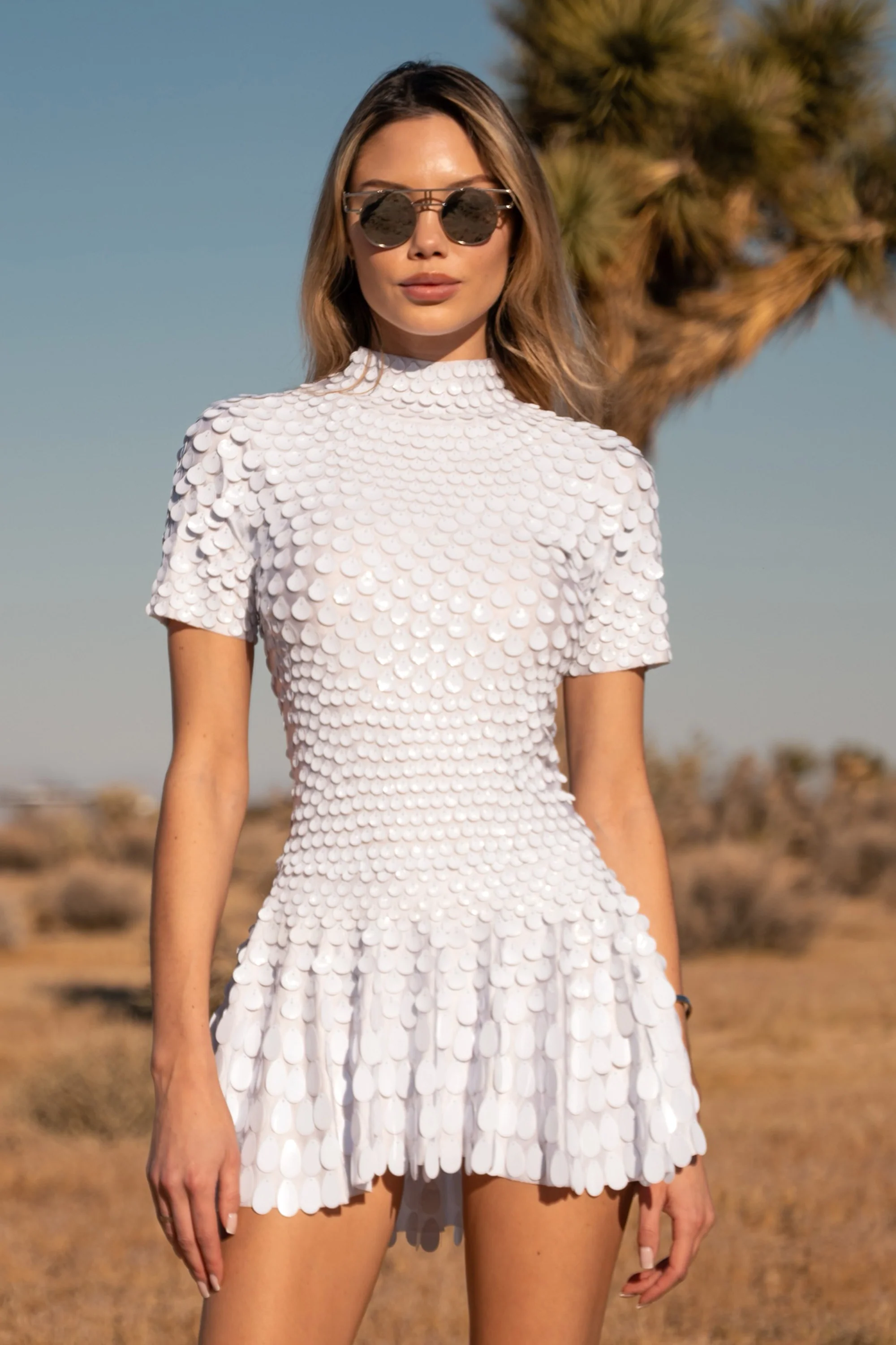 Melanie metallic party dress white - Image 4