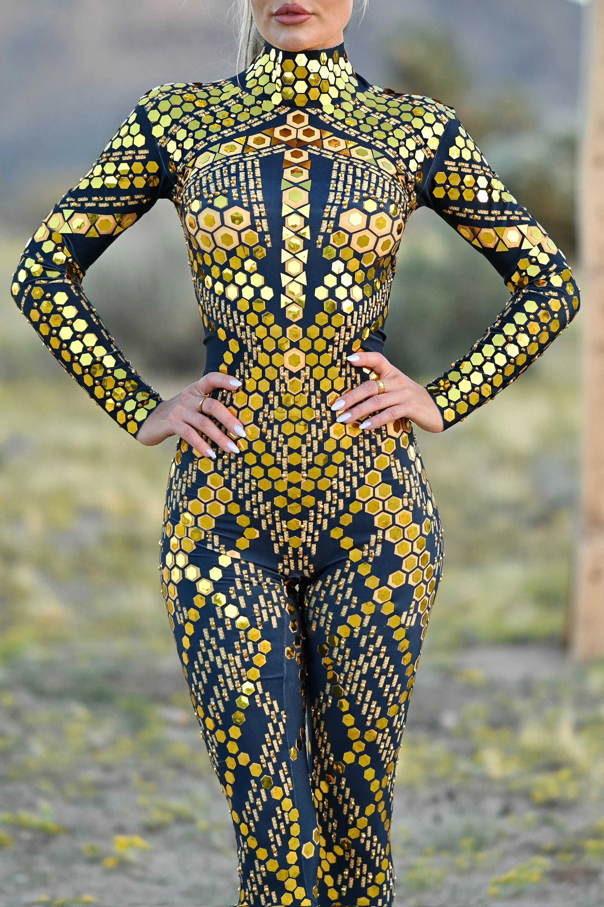 Micca mirror festival jumpsuit gold - Image 13