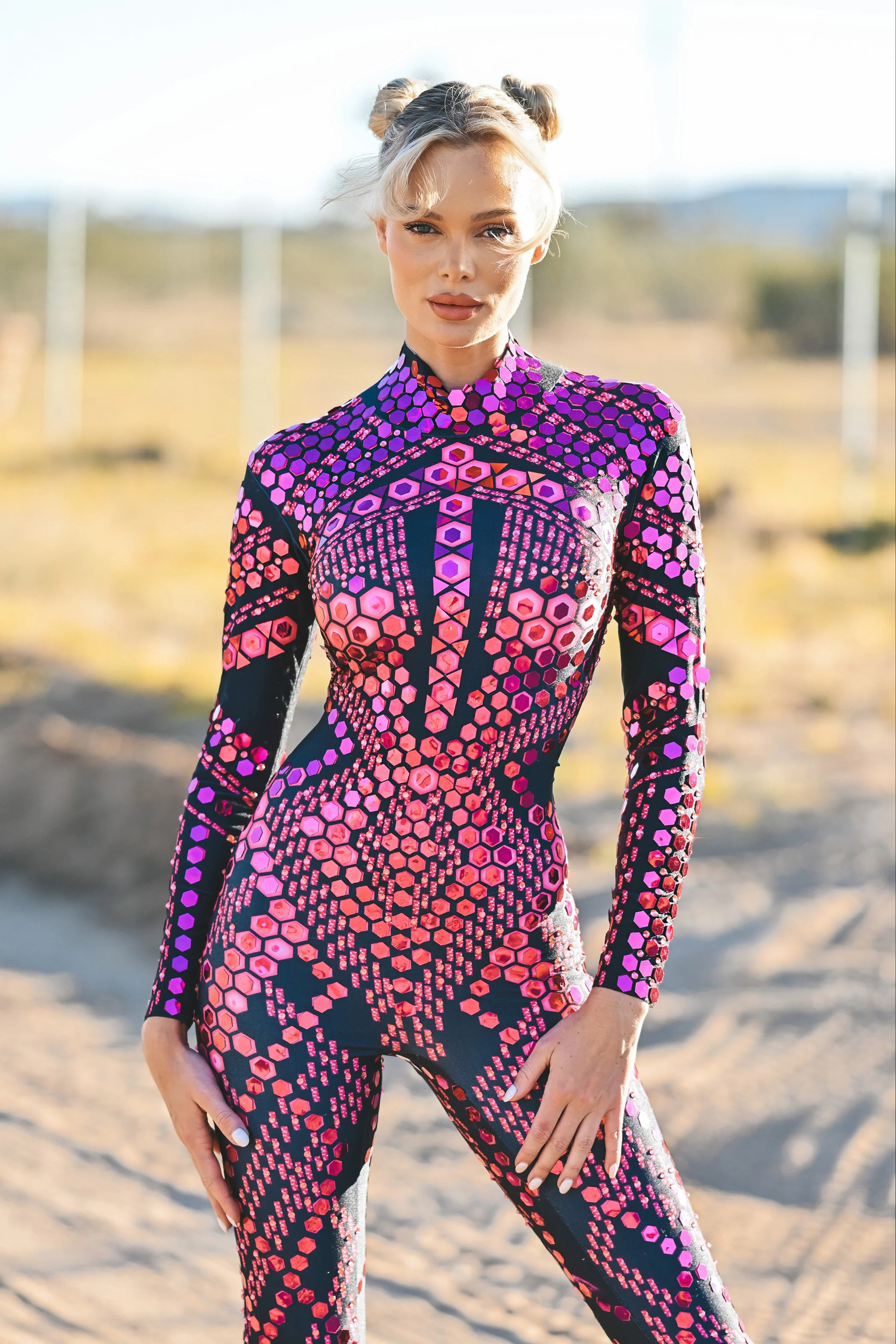 Micca mirror festival jumpsuit pink