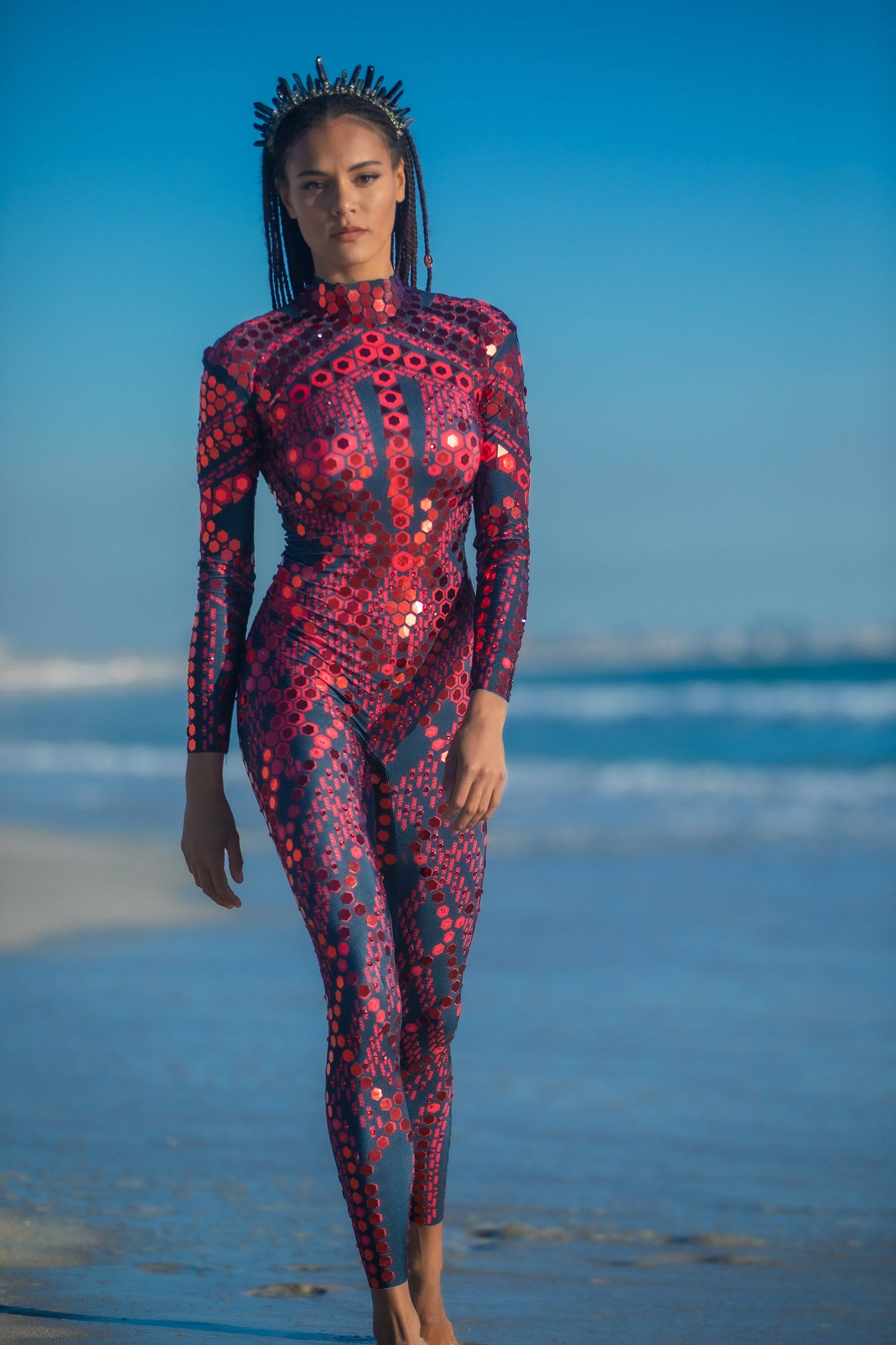 Micca mirror festival jumpsuit red - Image 2