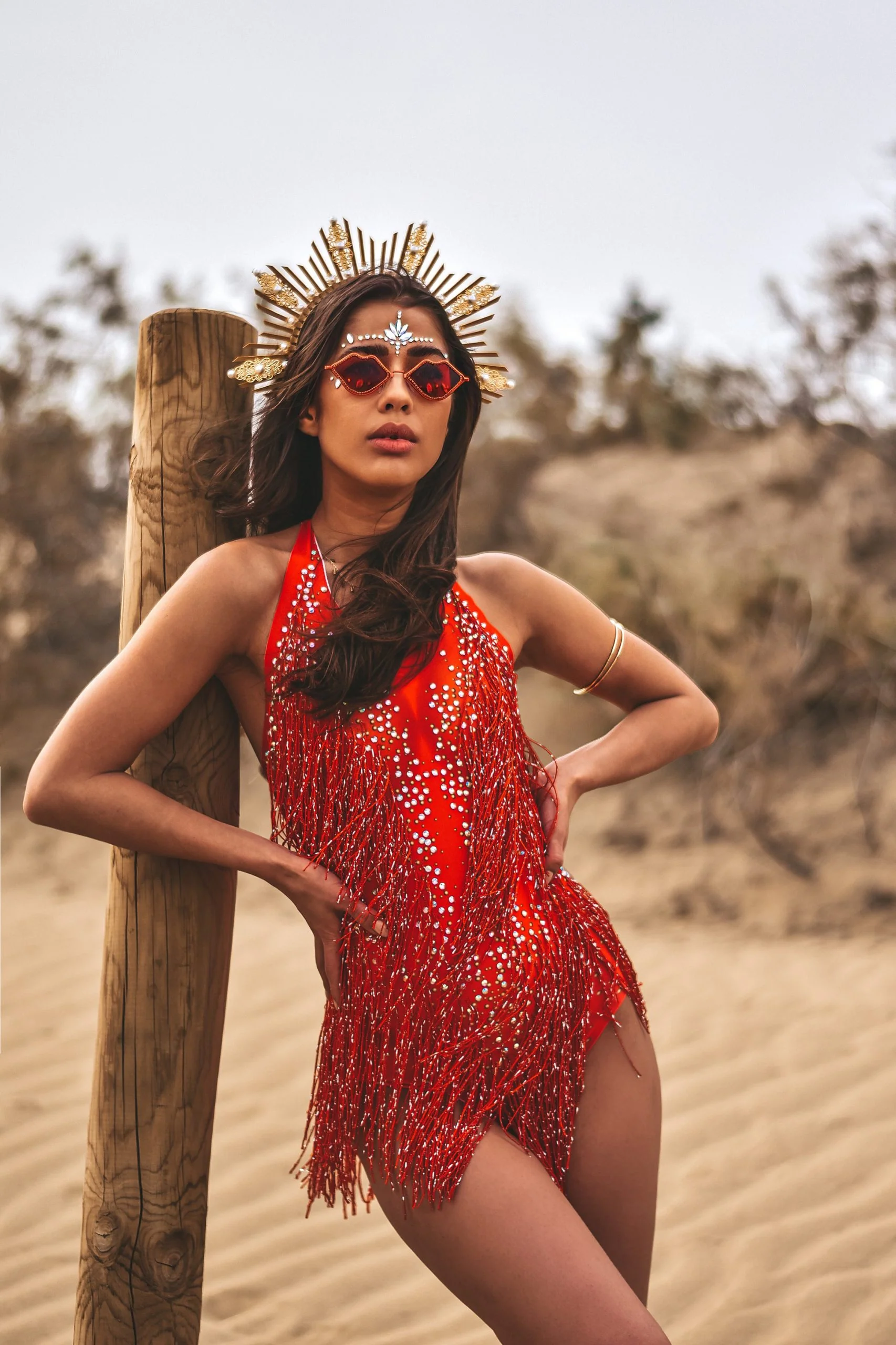 Ondalinda fringe bodysuit red - Image 5
