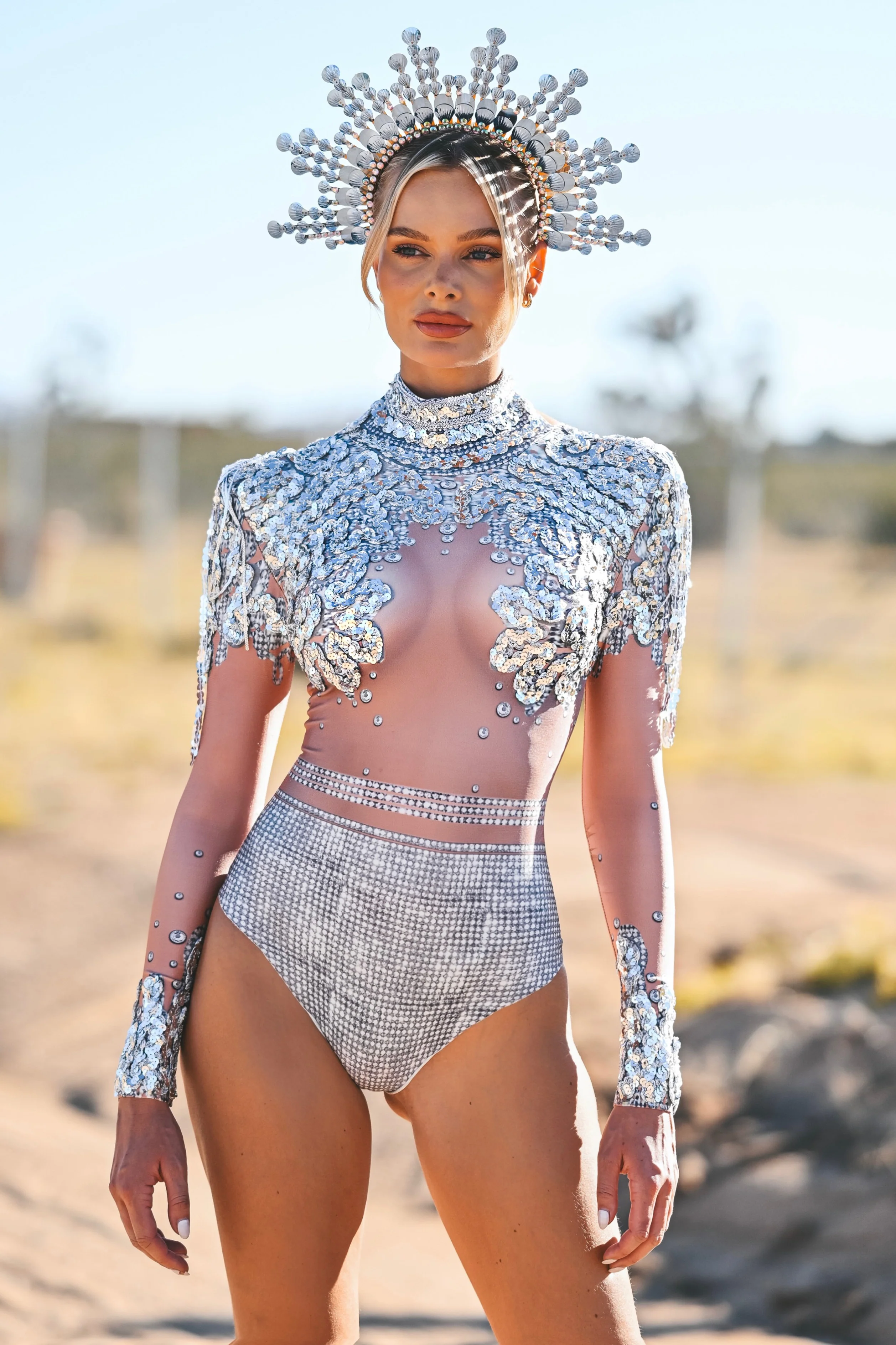 Serena sequin bodysuit silver - Image 3