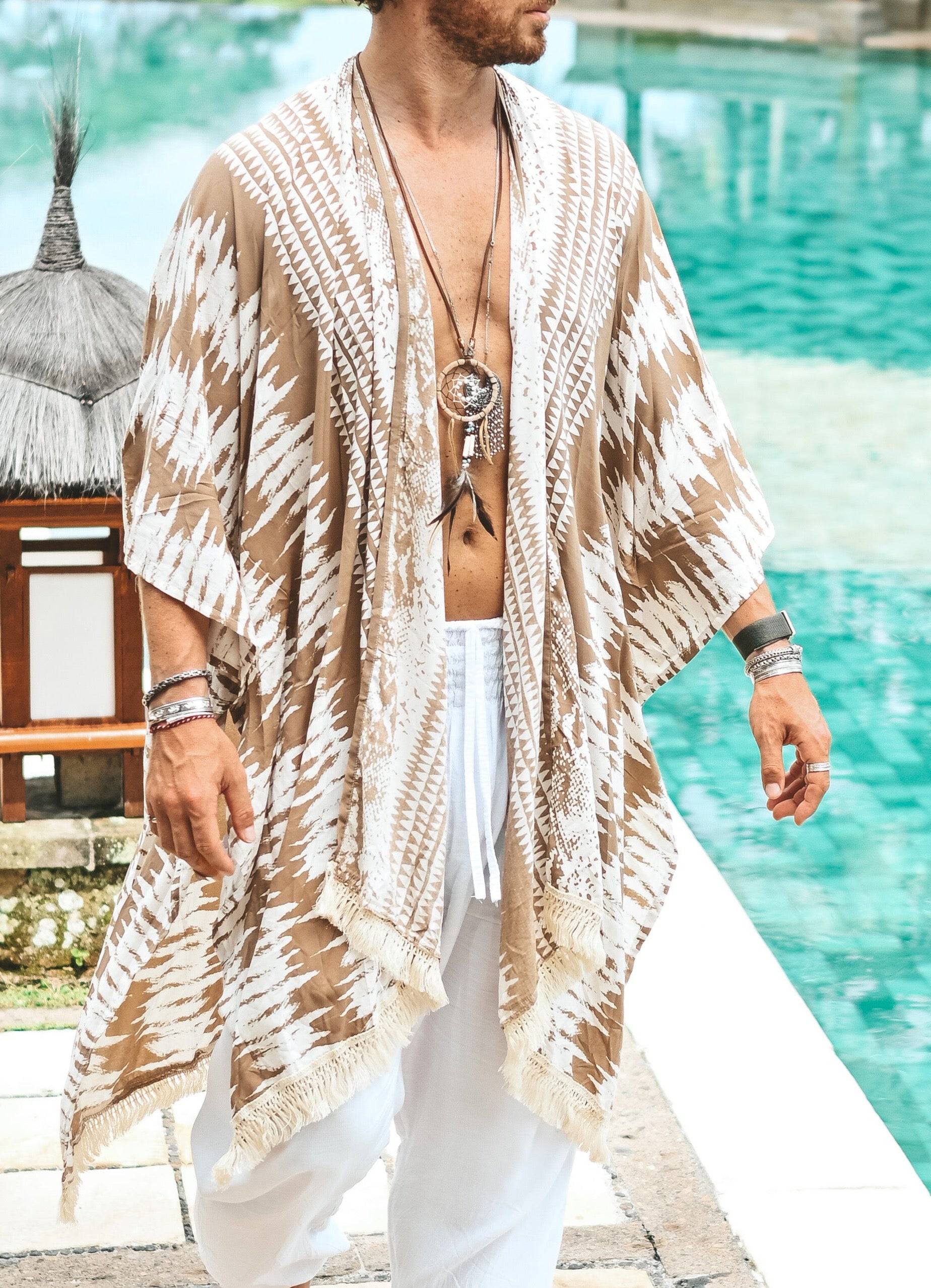 The Amondari Fringe Kimono Beige - Image 11