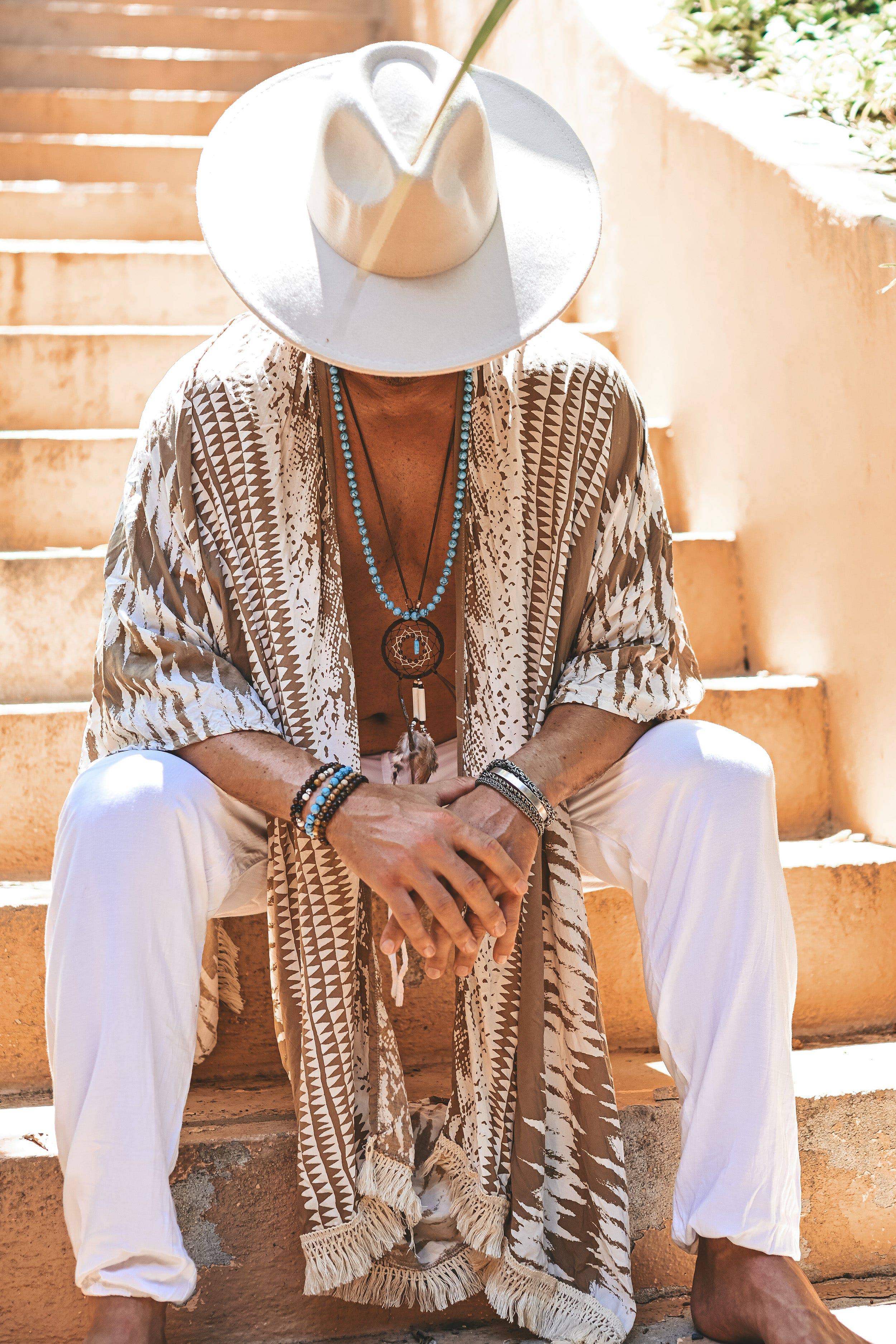 The Amondari Fringe Kimono Beige - Image 12