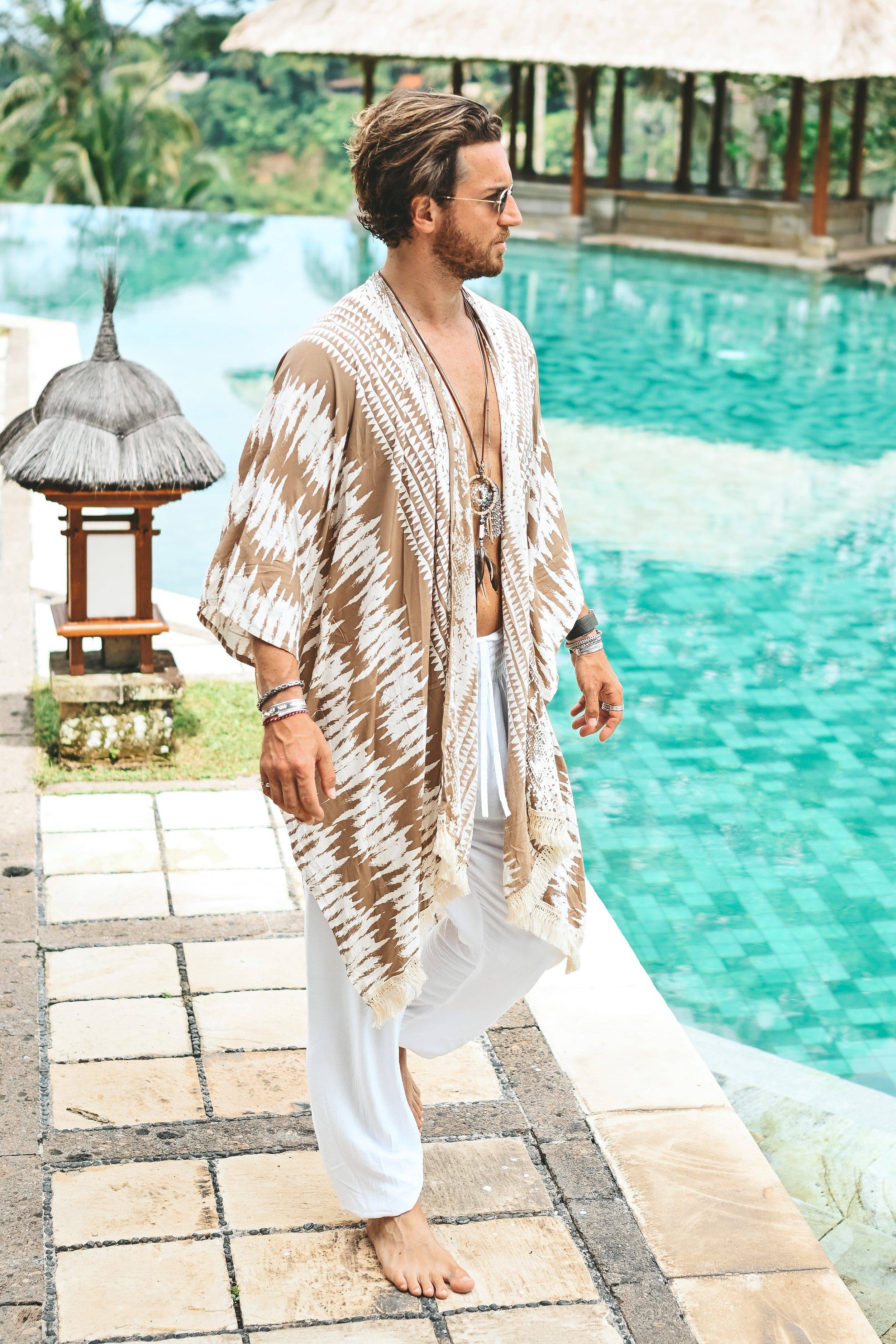 The Amondari Fringe Kimono Beige - Image 13