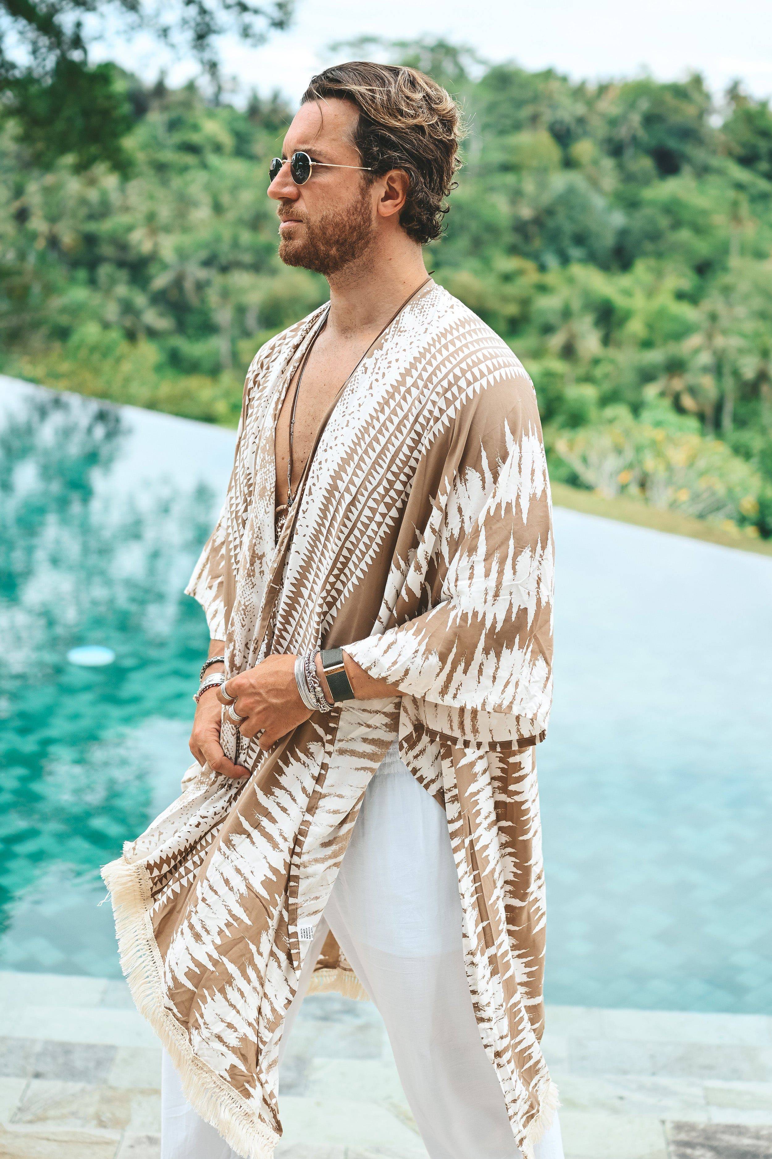 The Amondari Fringe Kimono Beige - Image 14