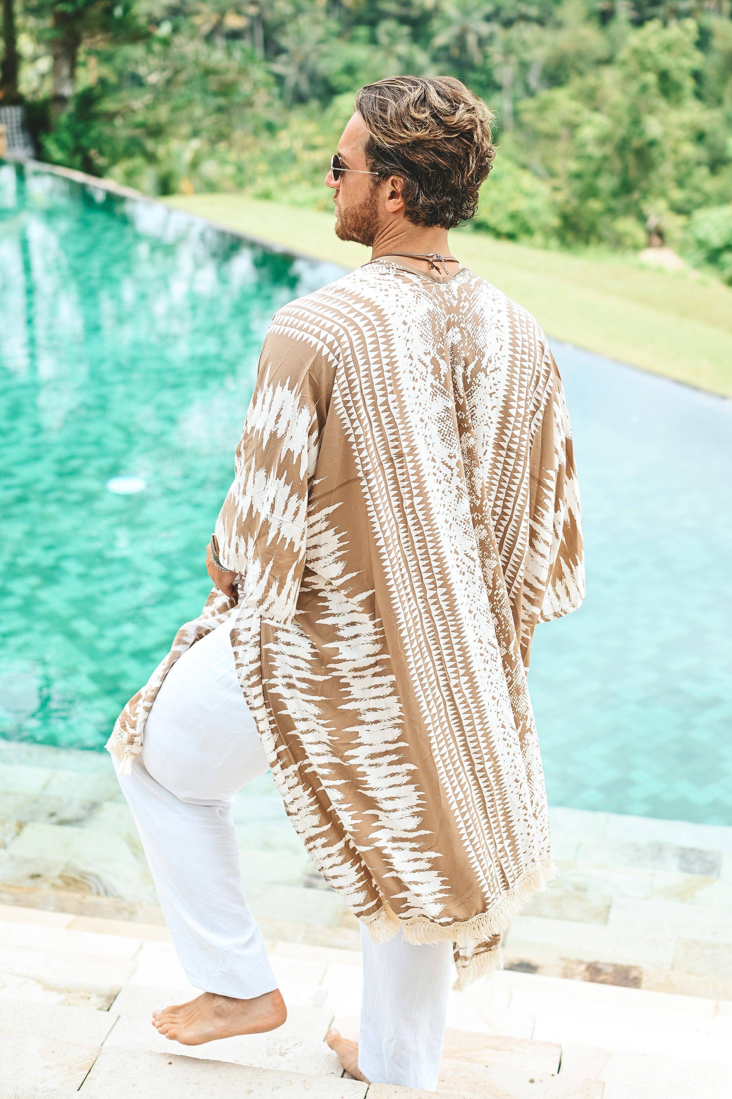 The Amondari Fringe Kimono Beige - Image 21