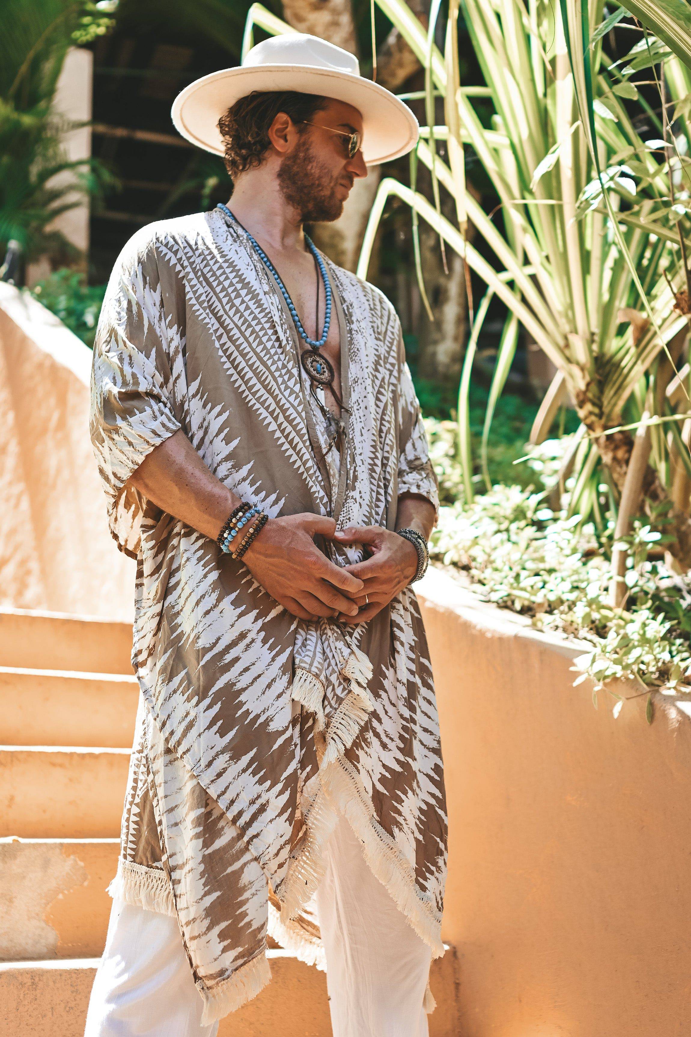 The Amondari Fringe Kimono Beige - Image 25