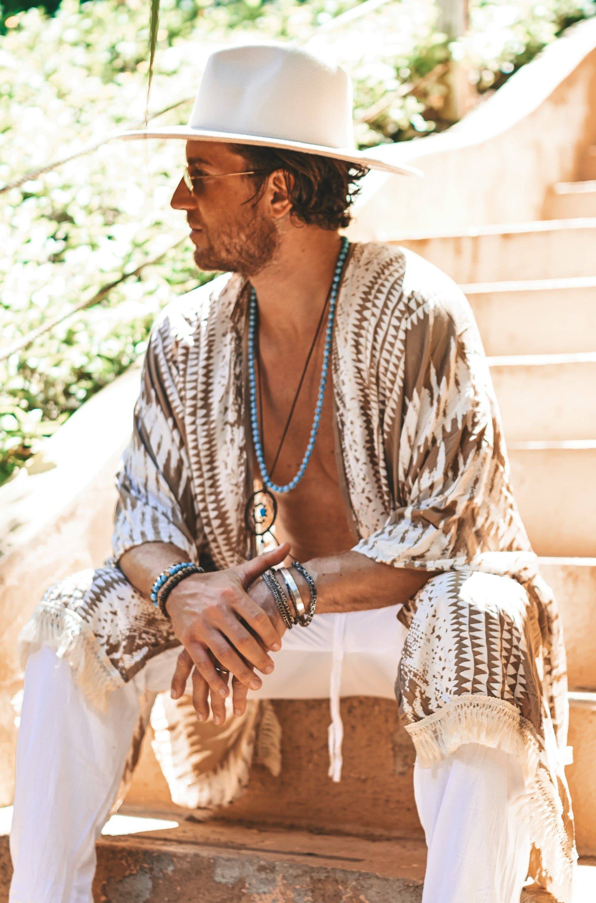 The Amondari Fringe Kimono Beige - Image 5