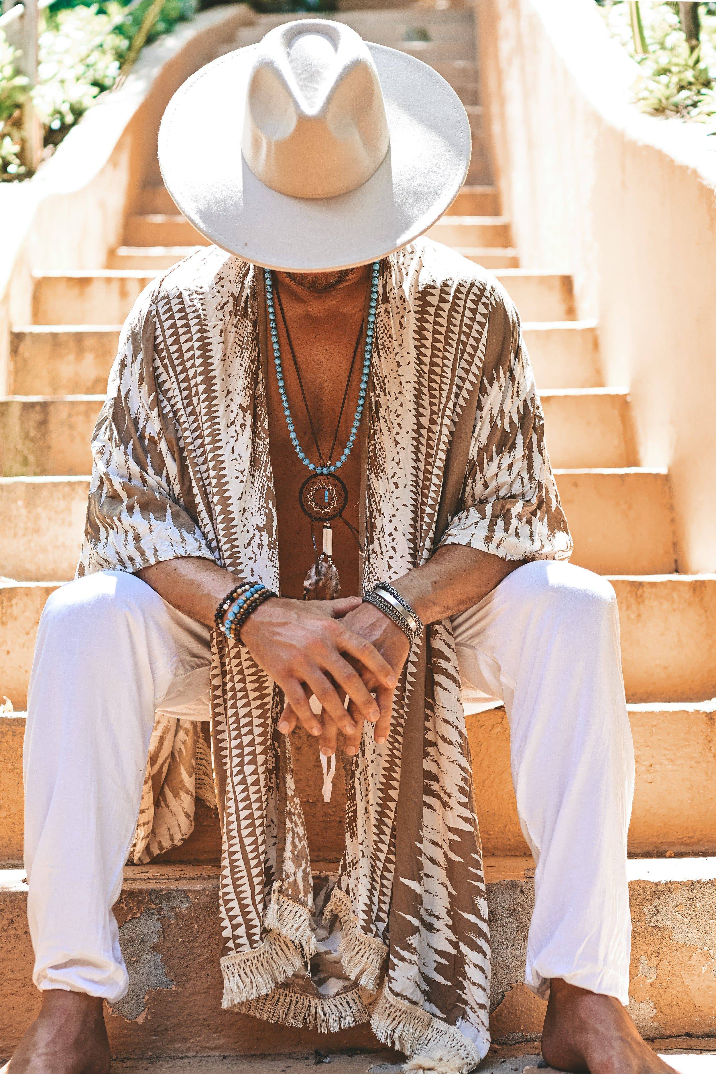 The Amondari Fringe Kimono Beige - Image 8