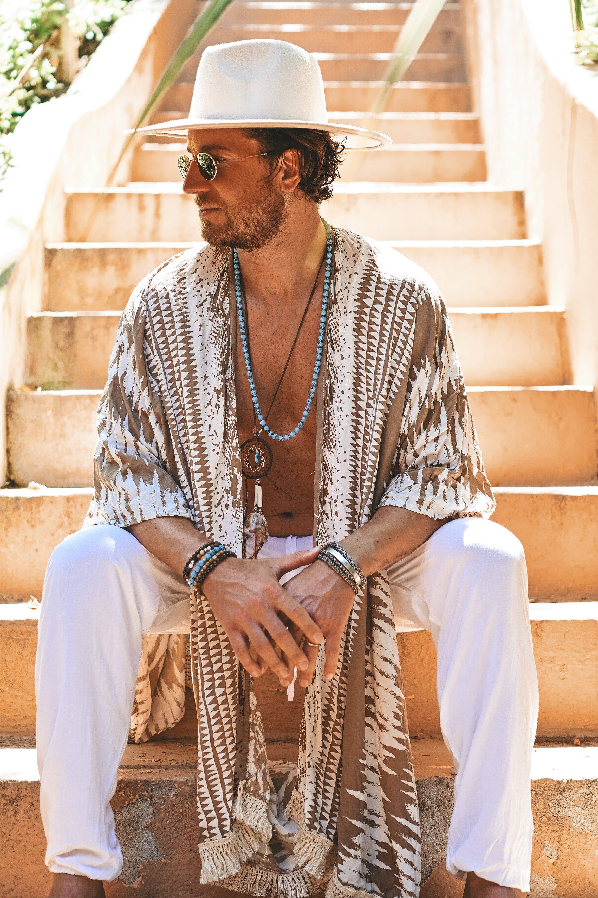 The Amondari Fringe Kimono Beige - Image 9