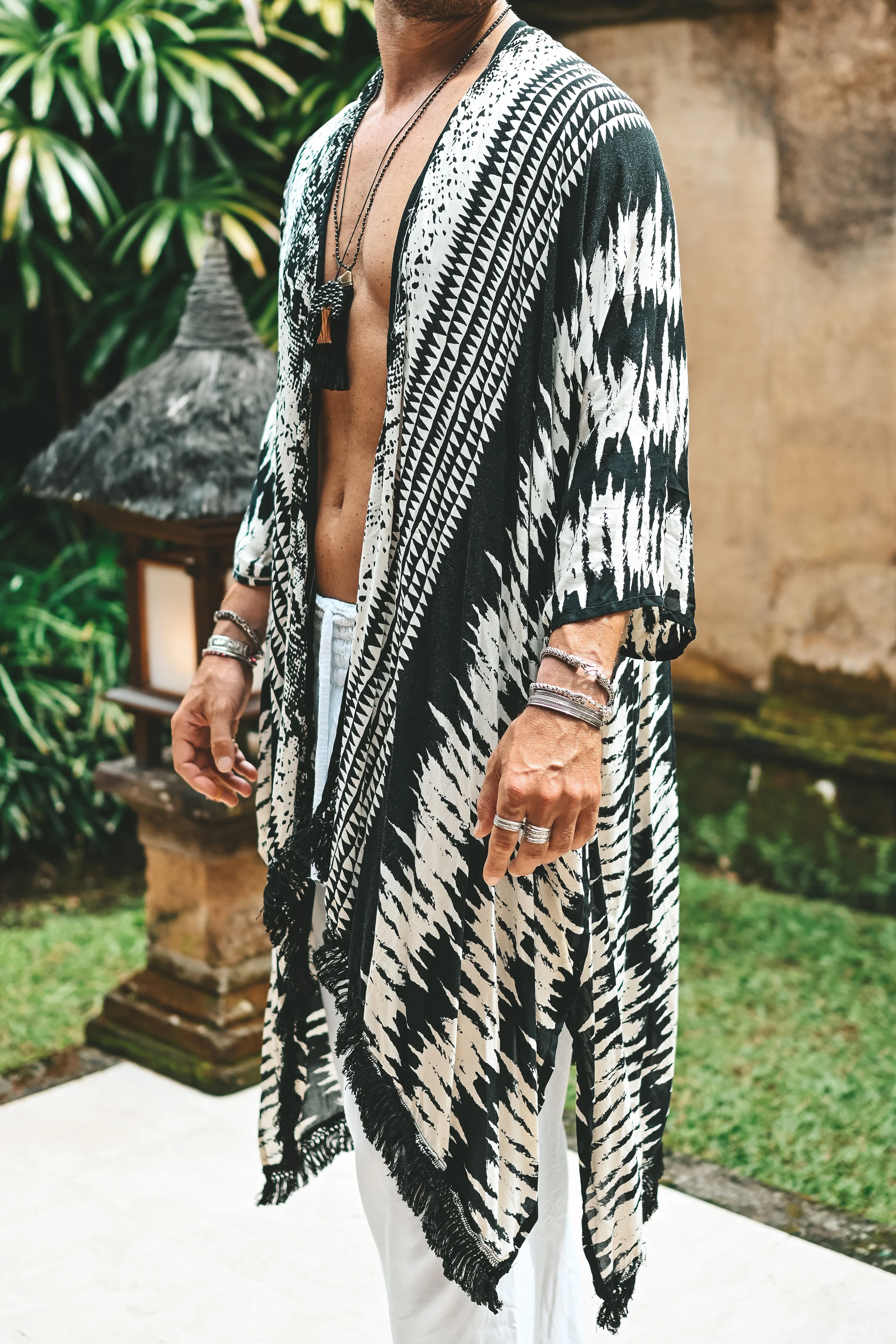 The Amondari Fringe Kimono Black - Image 12