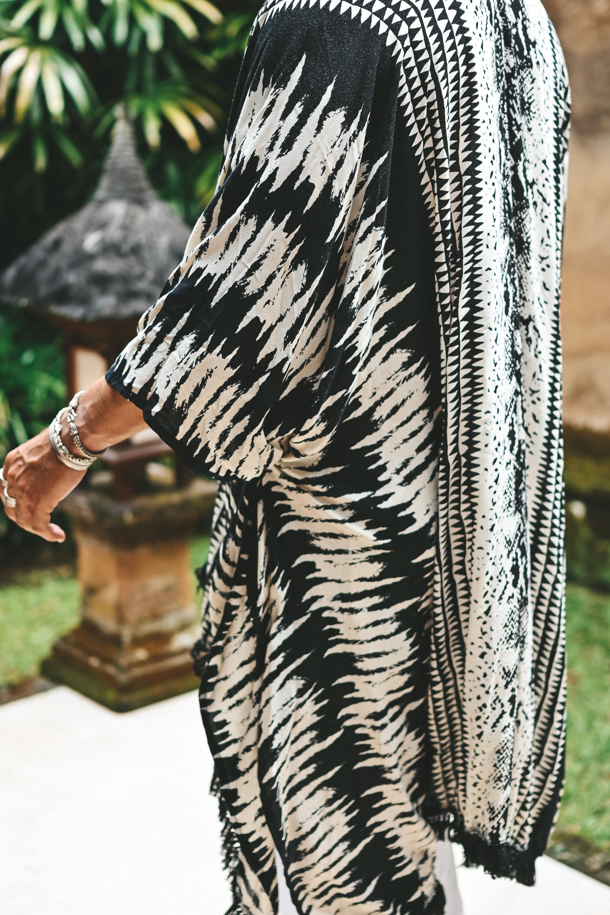 The Amondari Fringe Kimono Black - Image 13