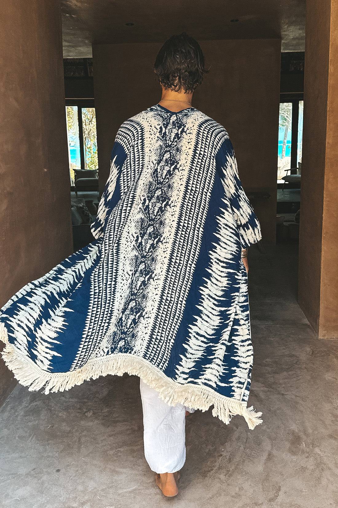 The Amondari Fringe Kimono blue - Image 7