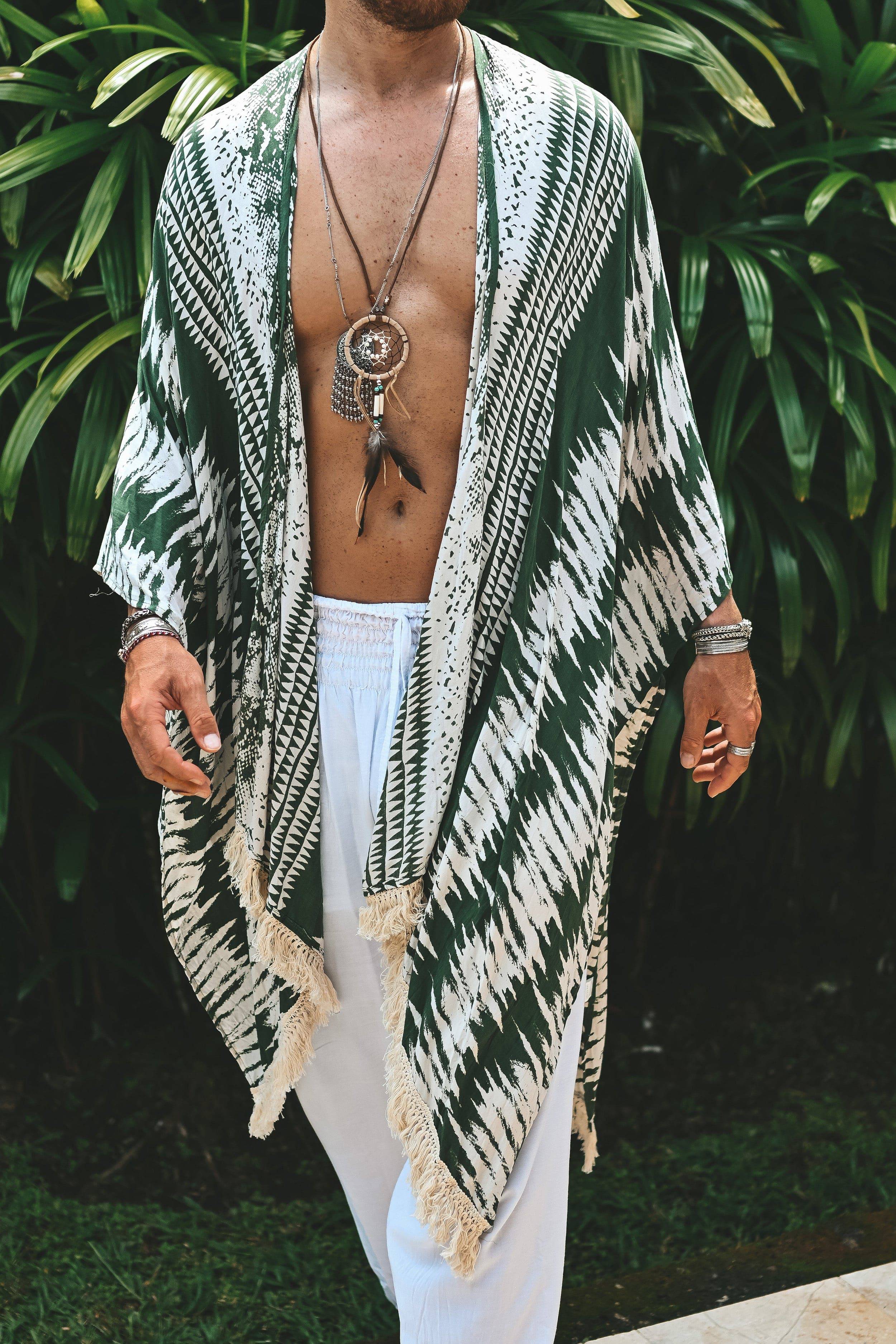 The Amondari Fringe Kimono Green - Image 14