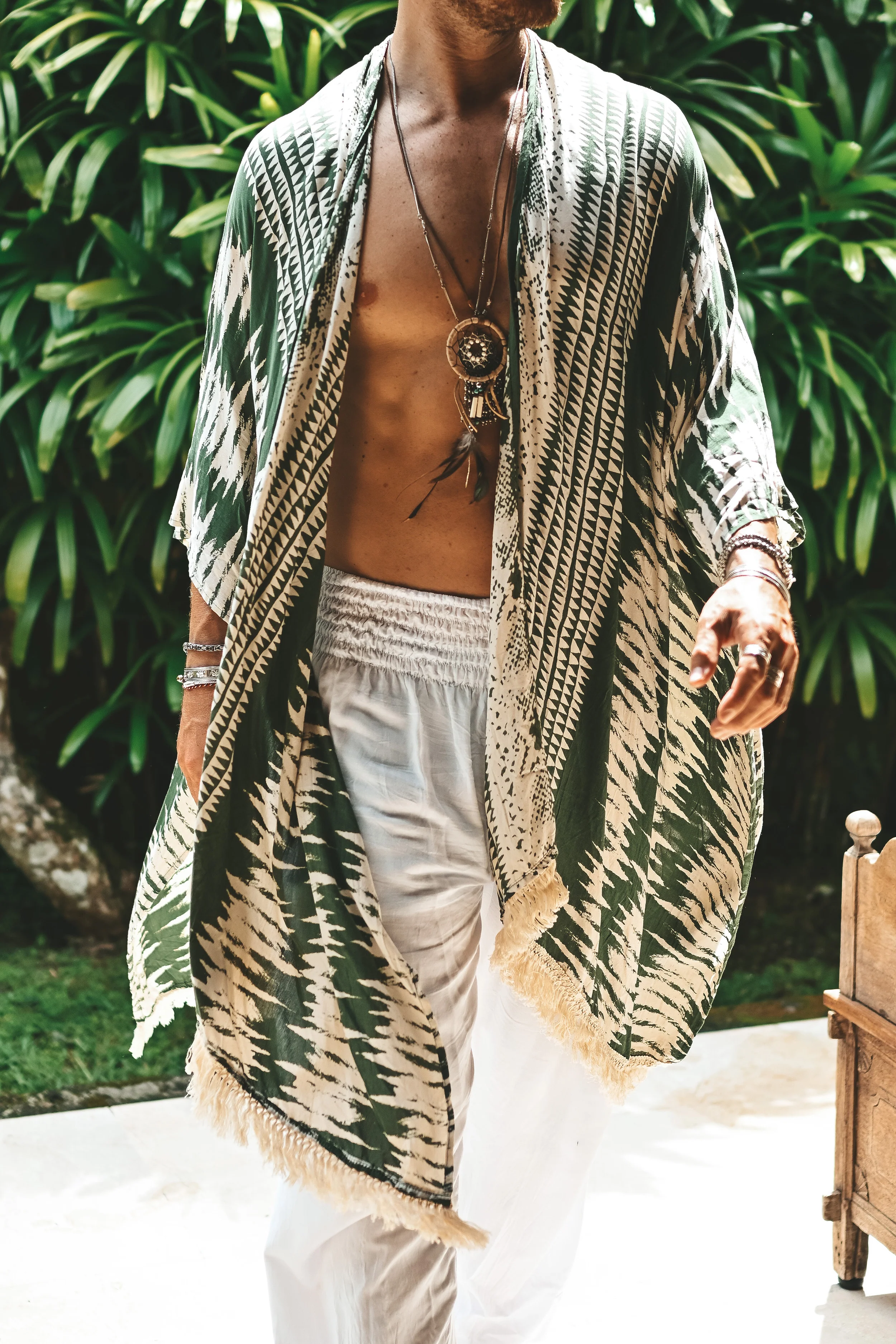 The Amondari Fringe Kimono Green - Image 15