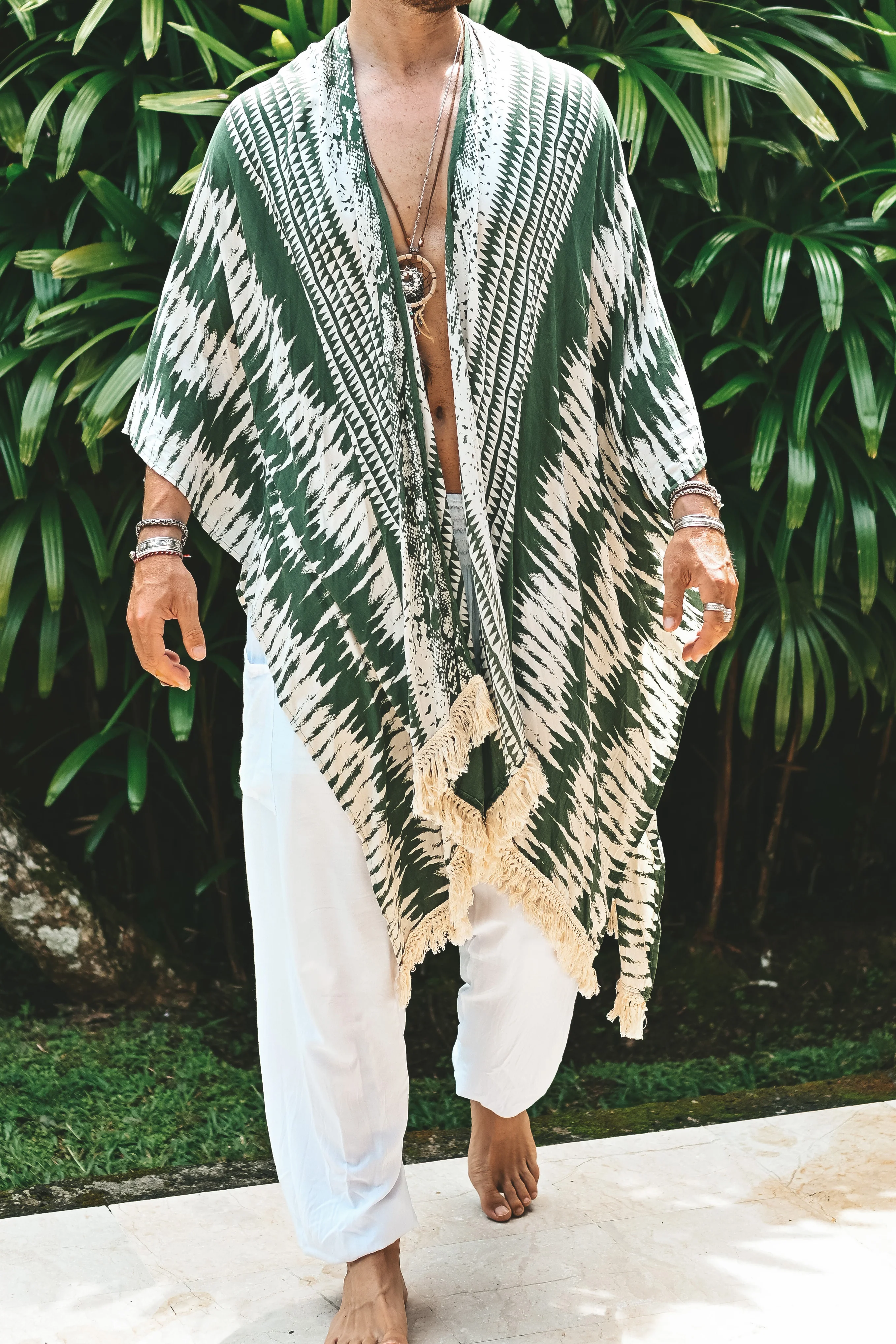 The Amondari Fringe Kimono Green - Image 16