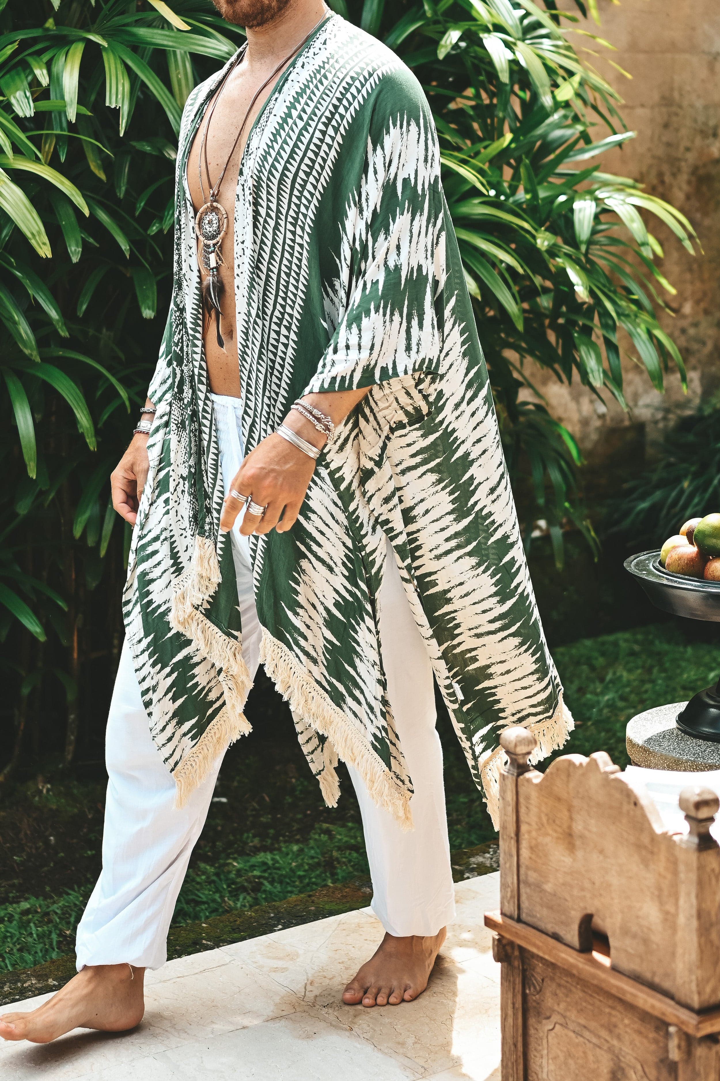 The Amondari Fringe Kimono Green - Image 17