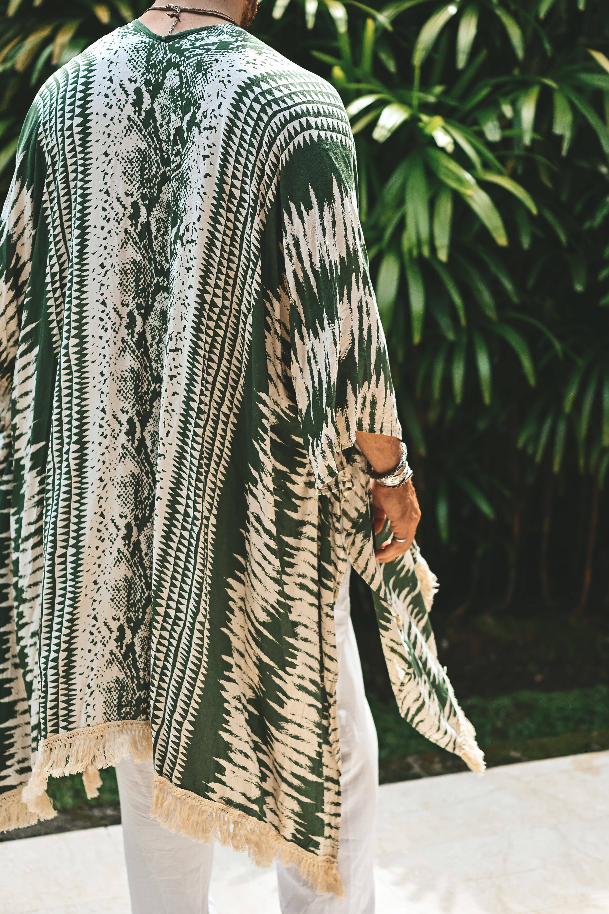 The Amondari Fringe Kimono Green - Image 7
