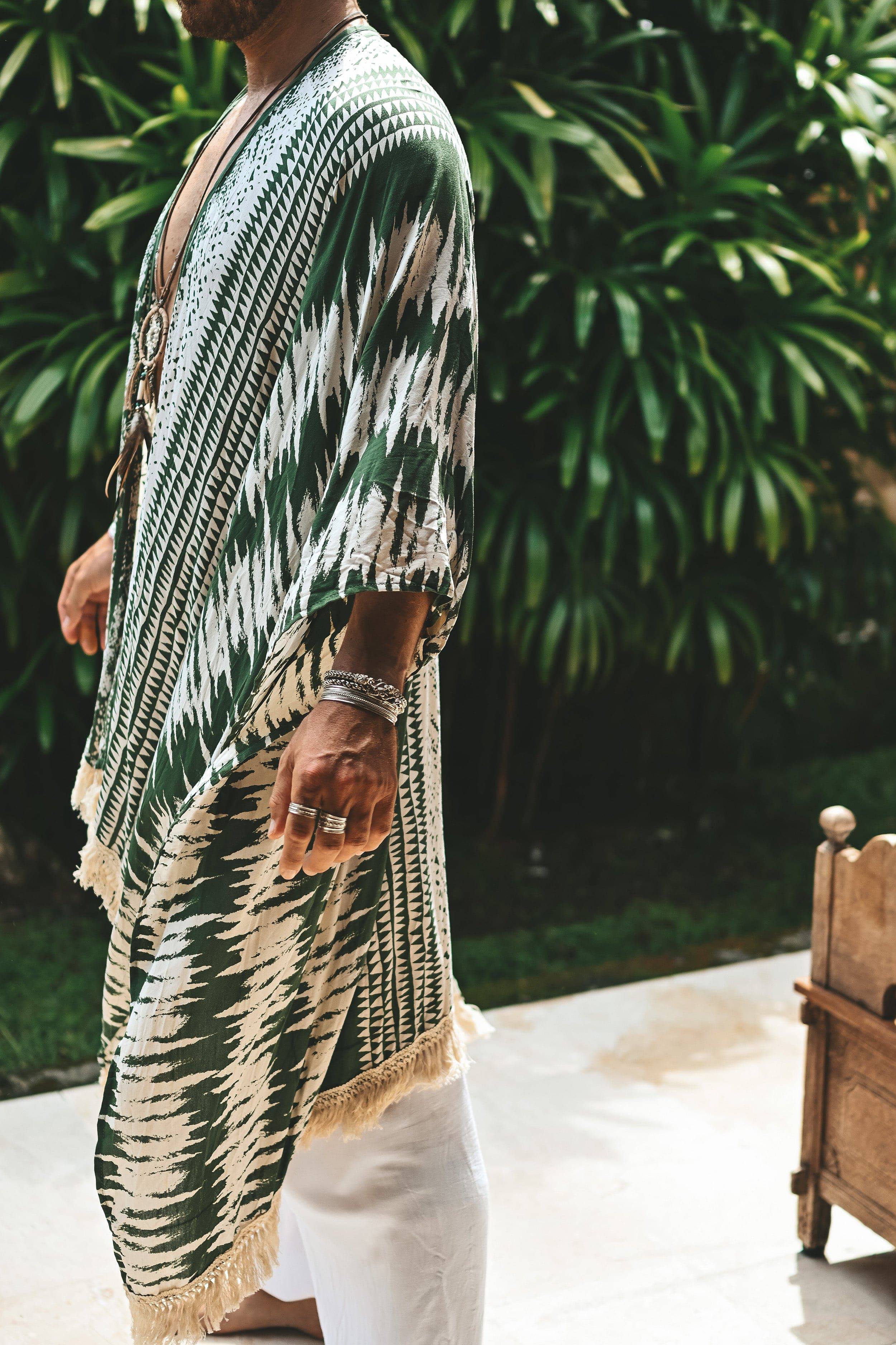The Amondari Fringe Kimono Green - Image 8