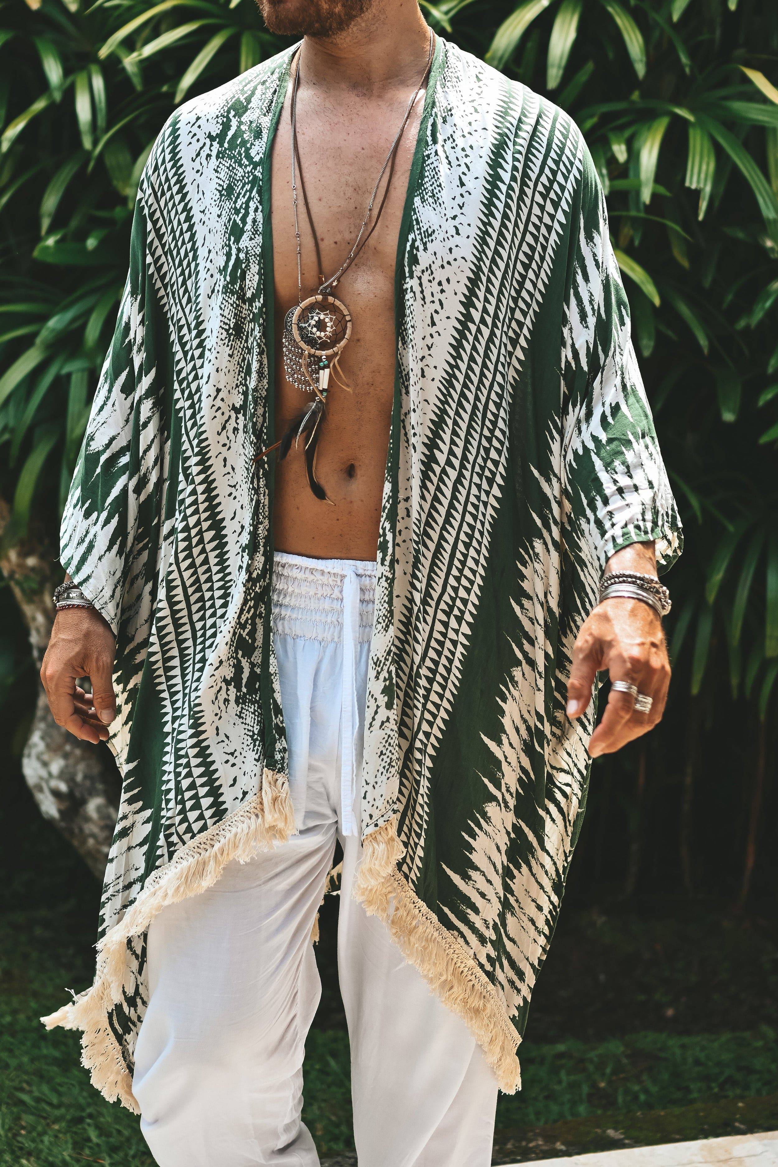 The Amondari Fringe Kimono Green - Image 9