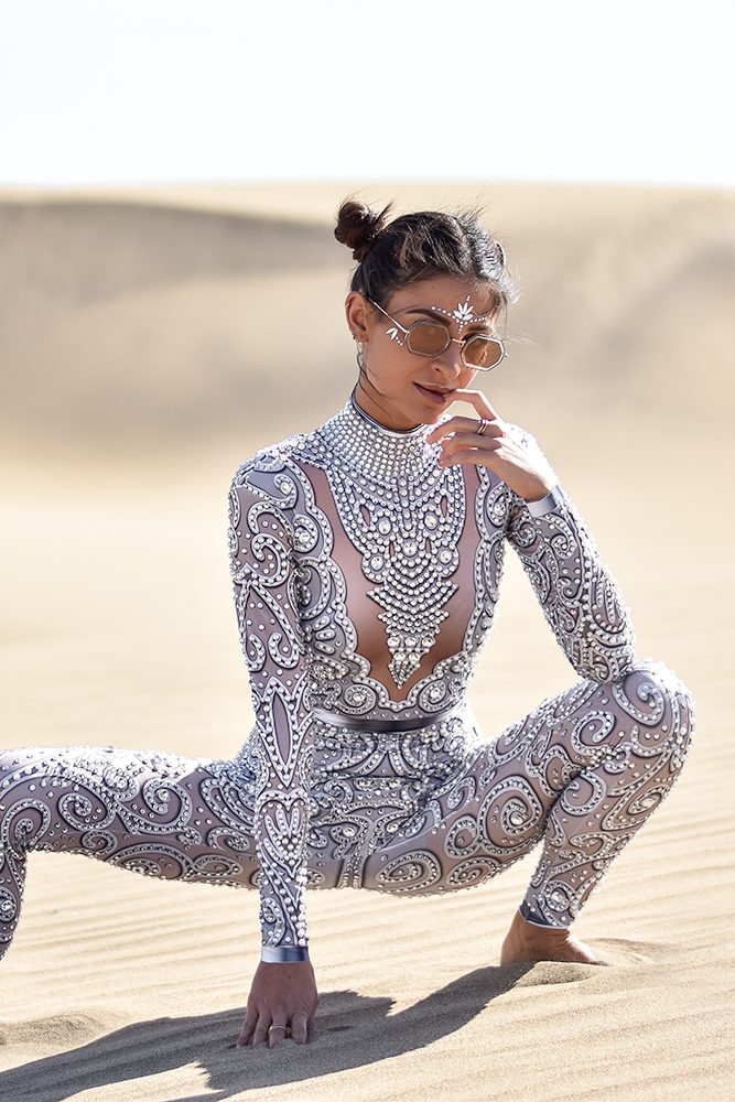 Yolaine rhinestone jumpsuit silver - Image 5
